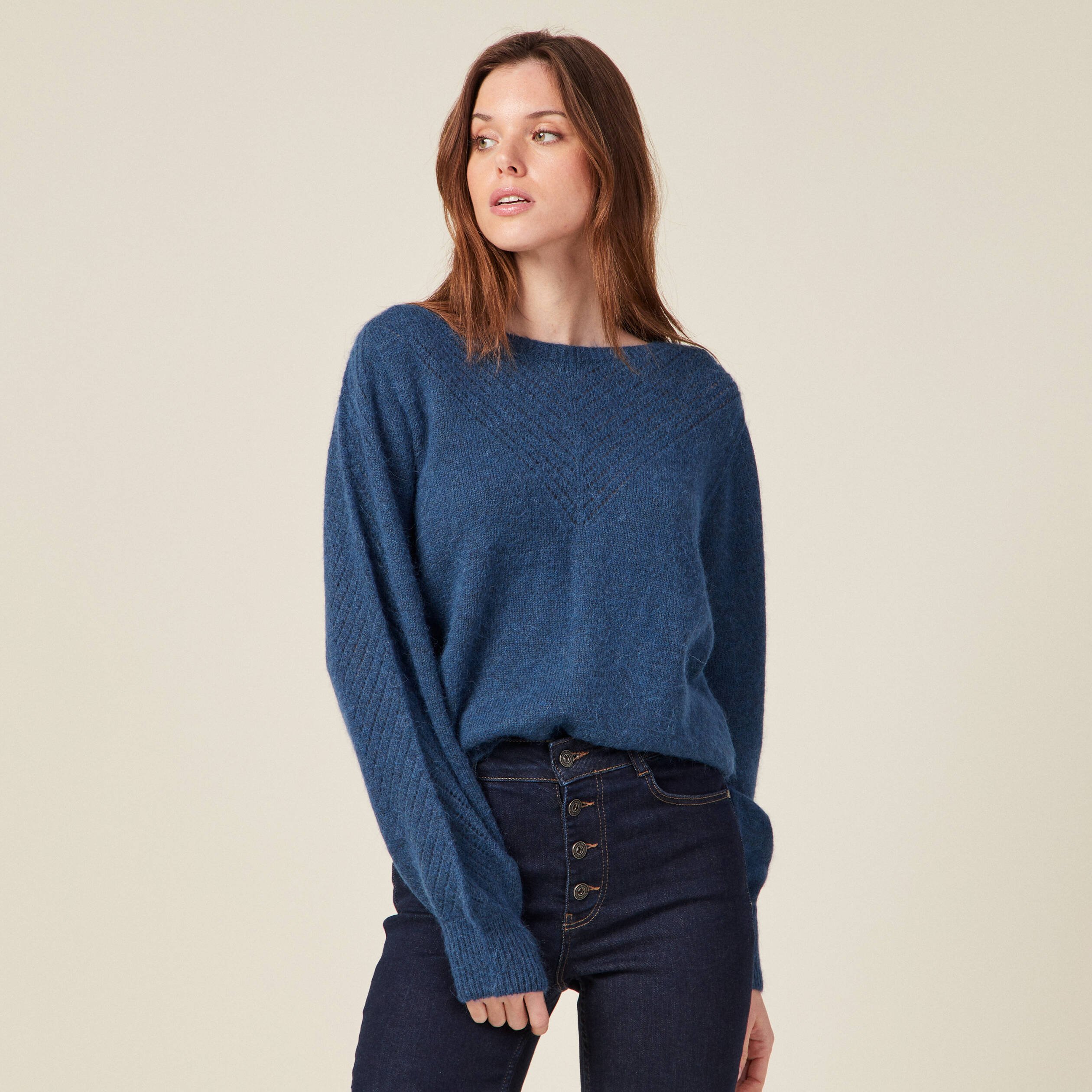 Pull Manches Longues Bleu Canard Femme Vibs