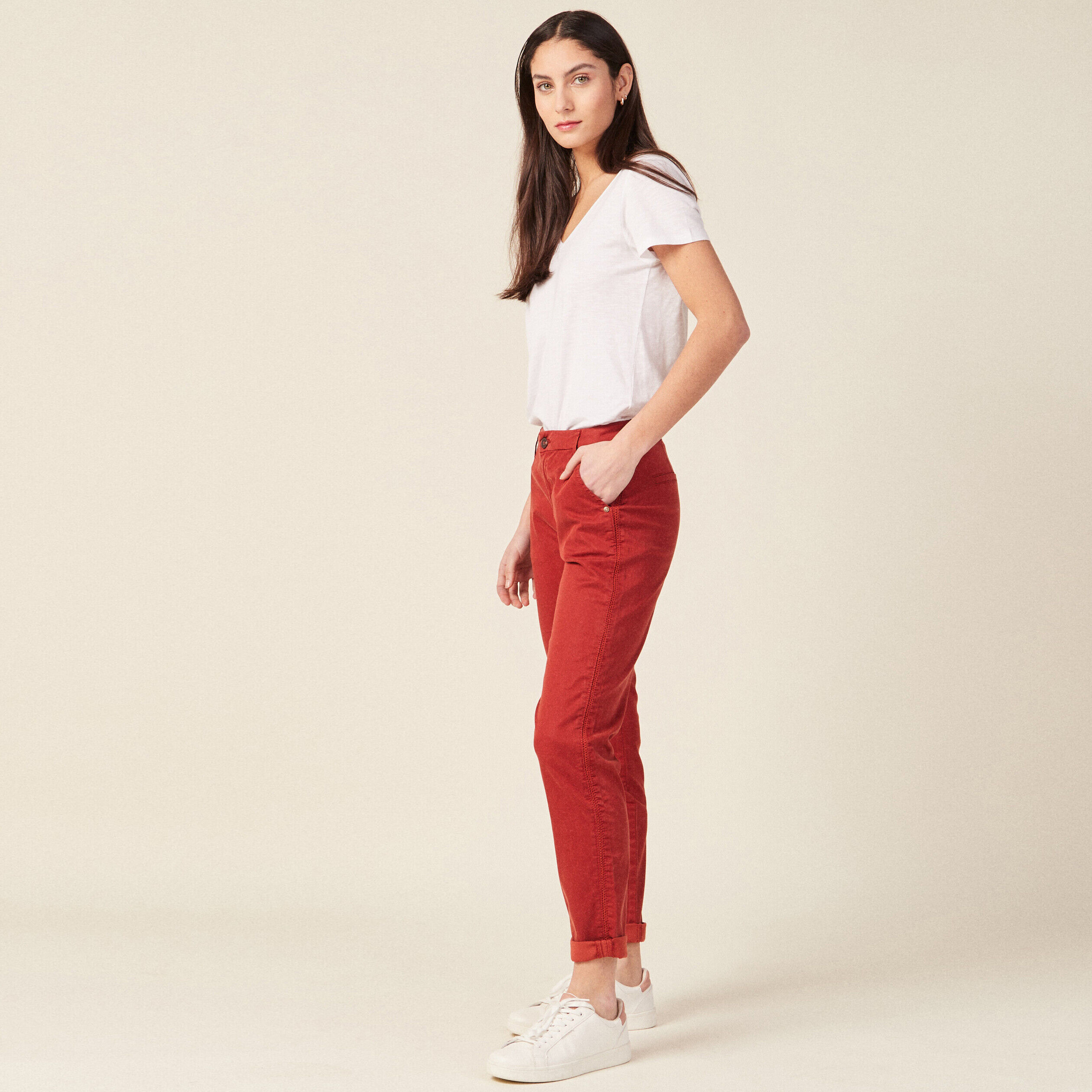 Pantalon chino discount taille basse femme