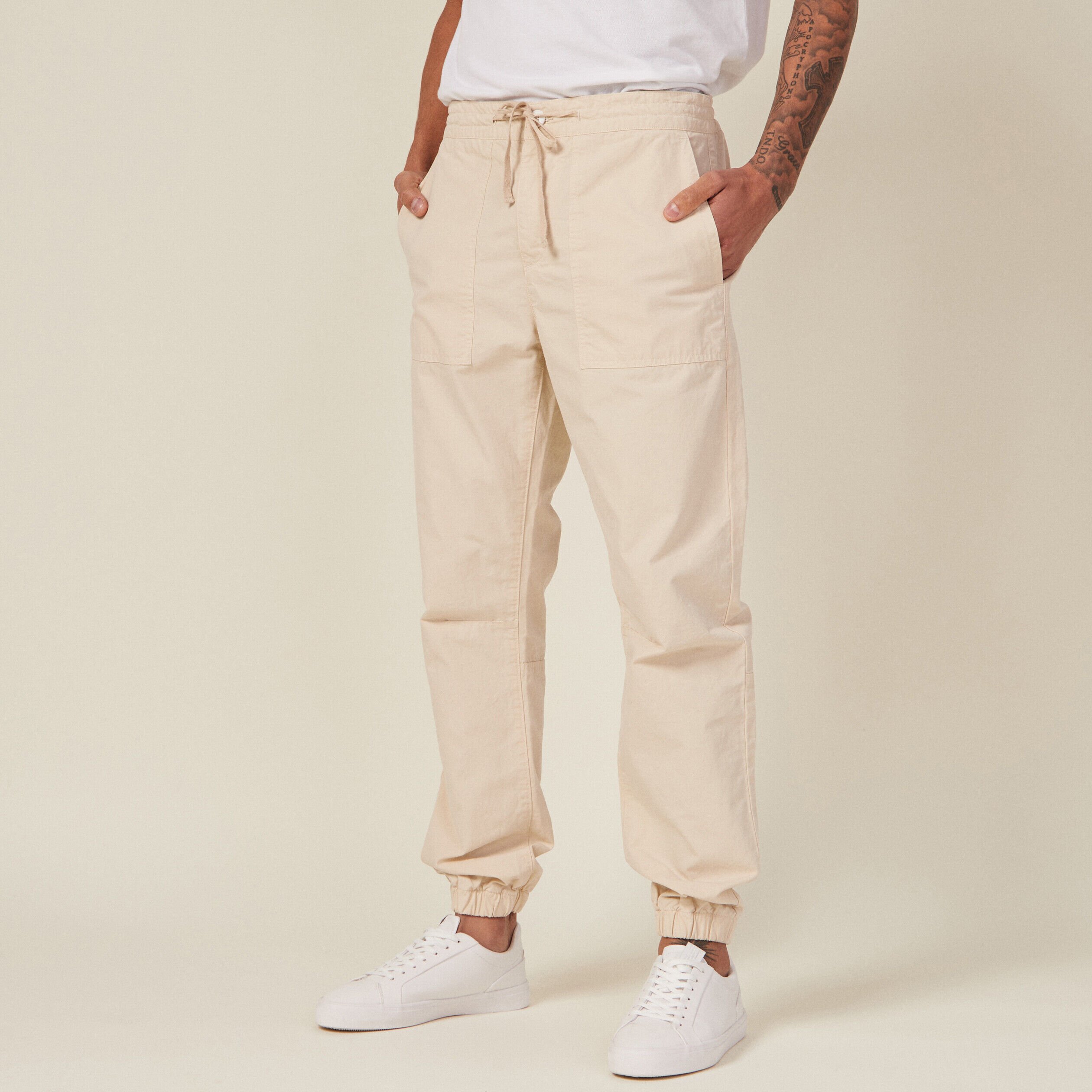 Pantalon treillis beige homme hot sale