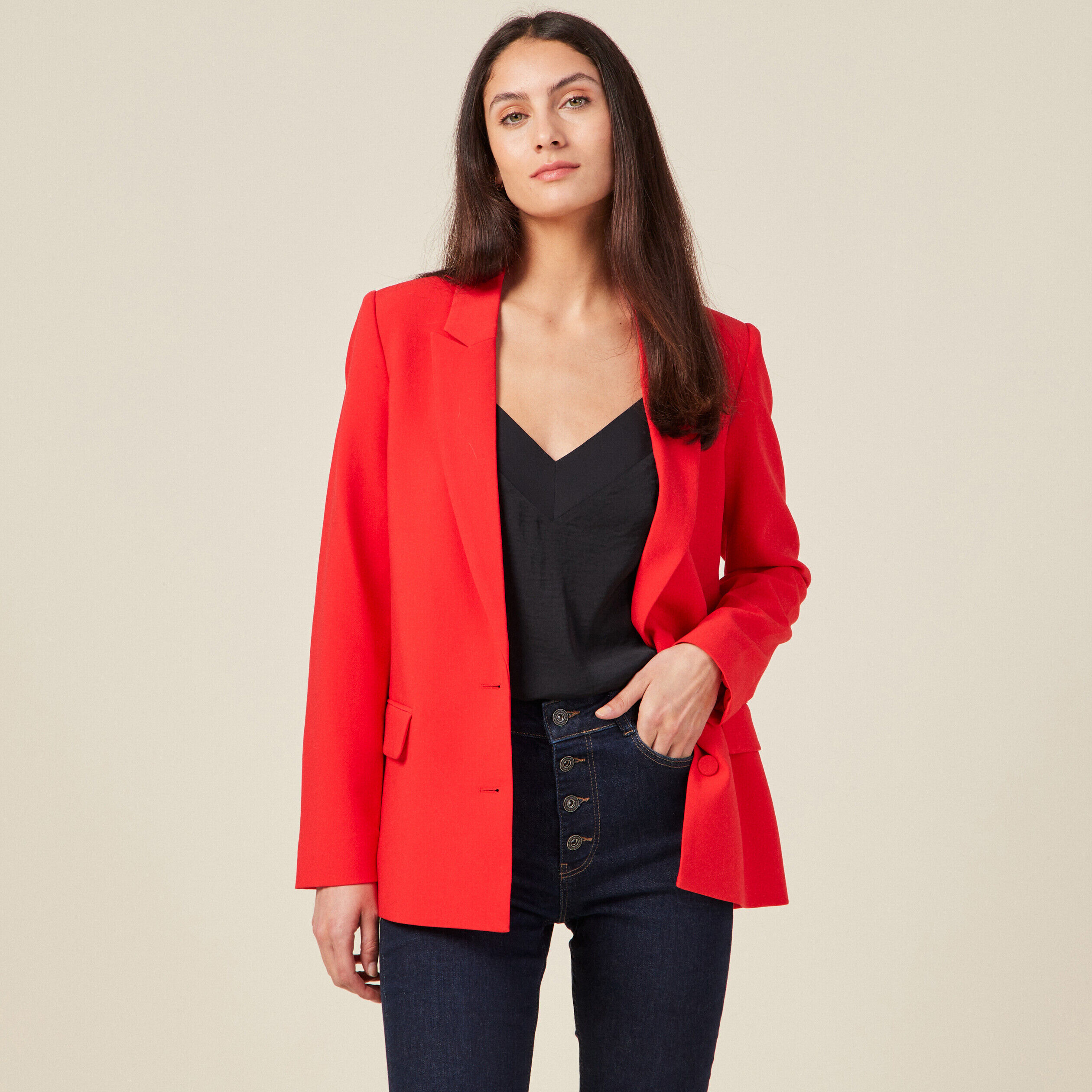 Ensemble blazer femme cheap rouge