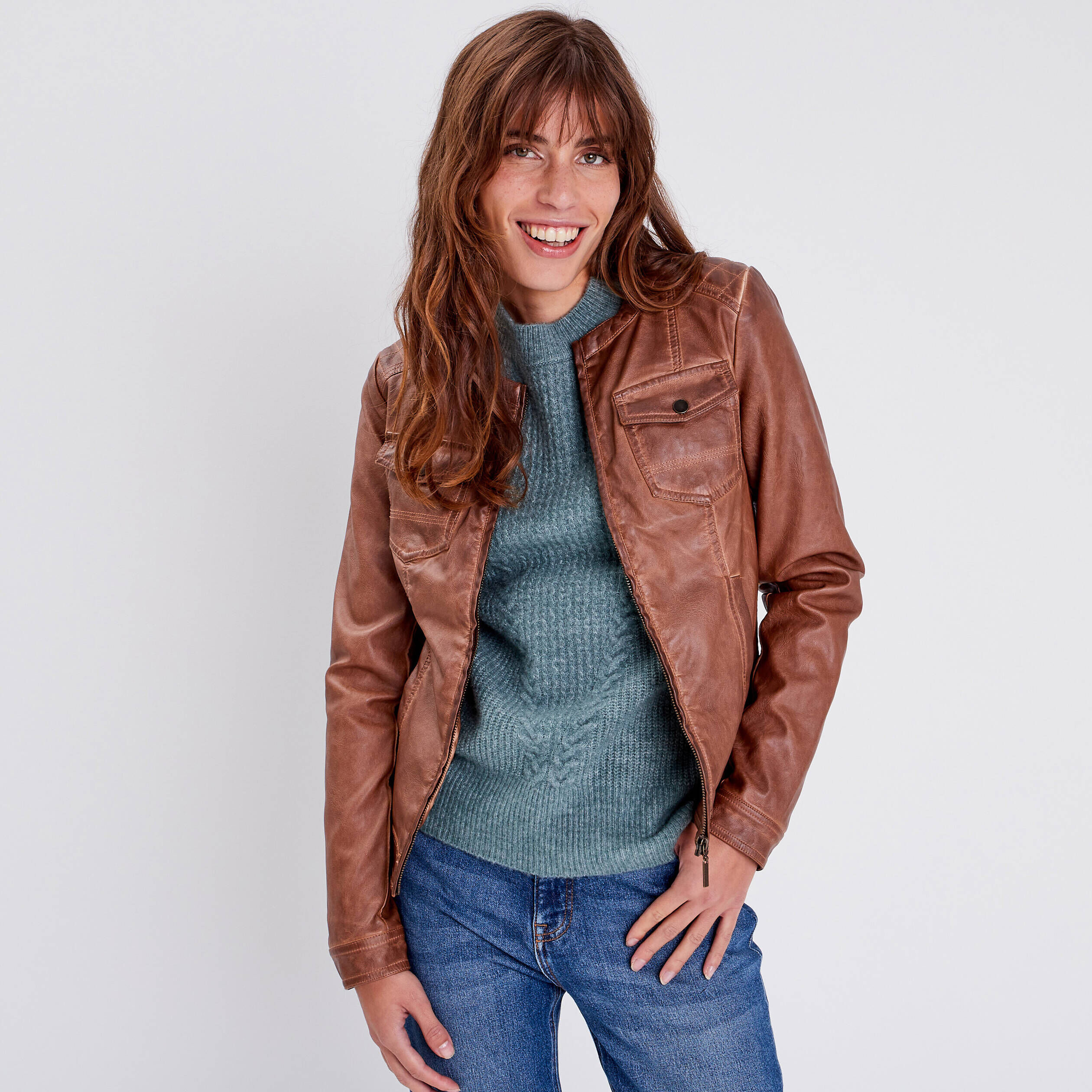 Veste simili cuir online matelassé femme