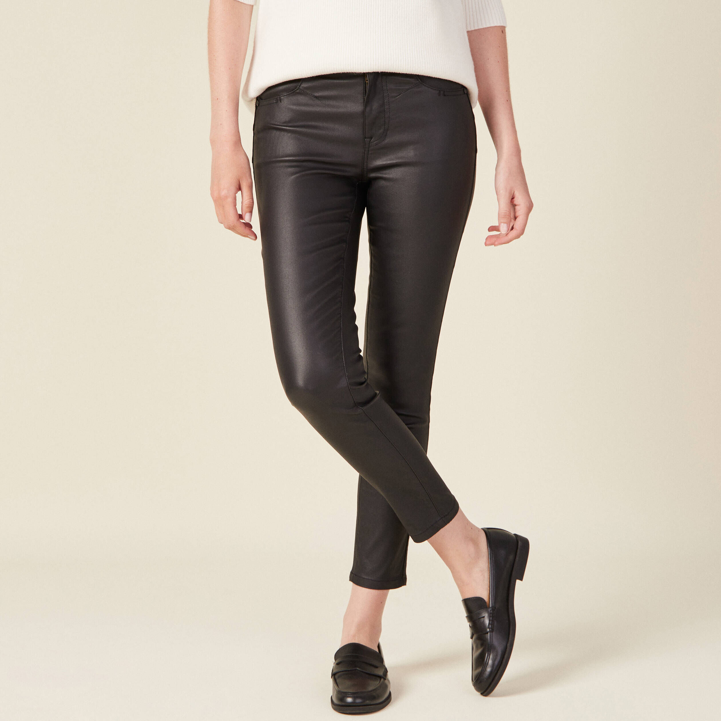 Pantalon noir slim femme hotsell pas cher