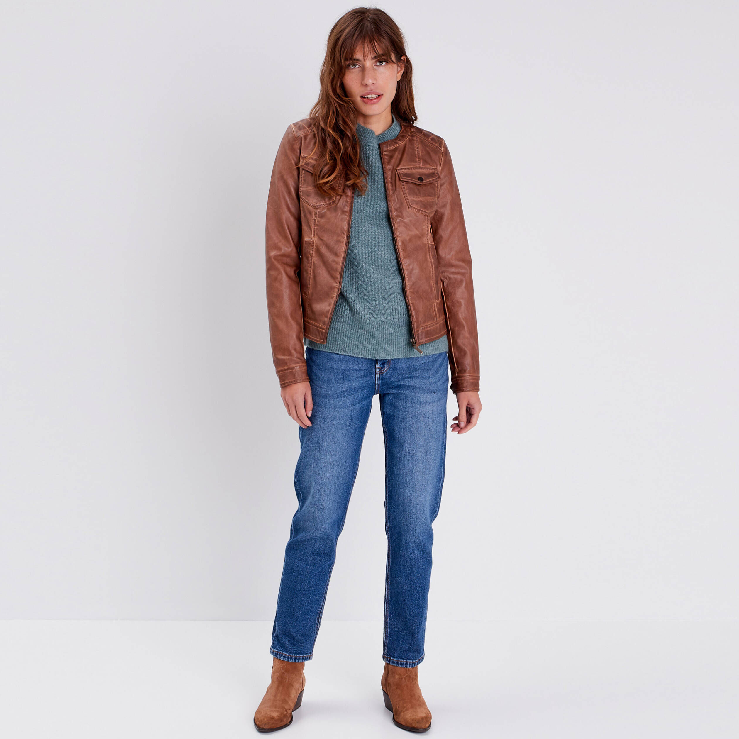 Veste femme clearance marron pas cher