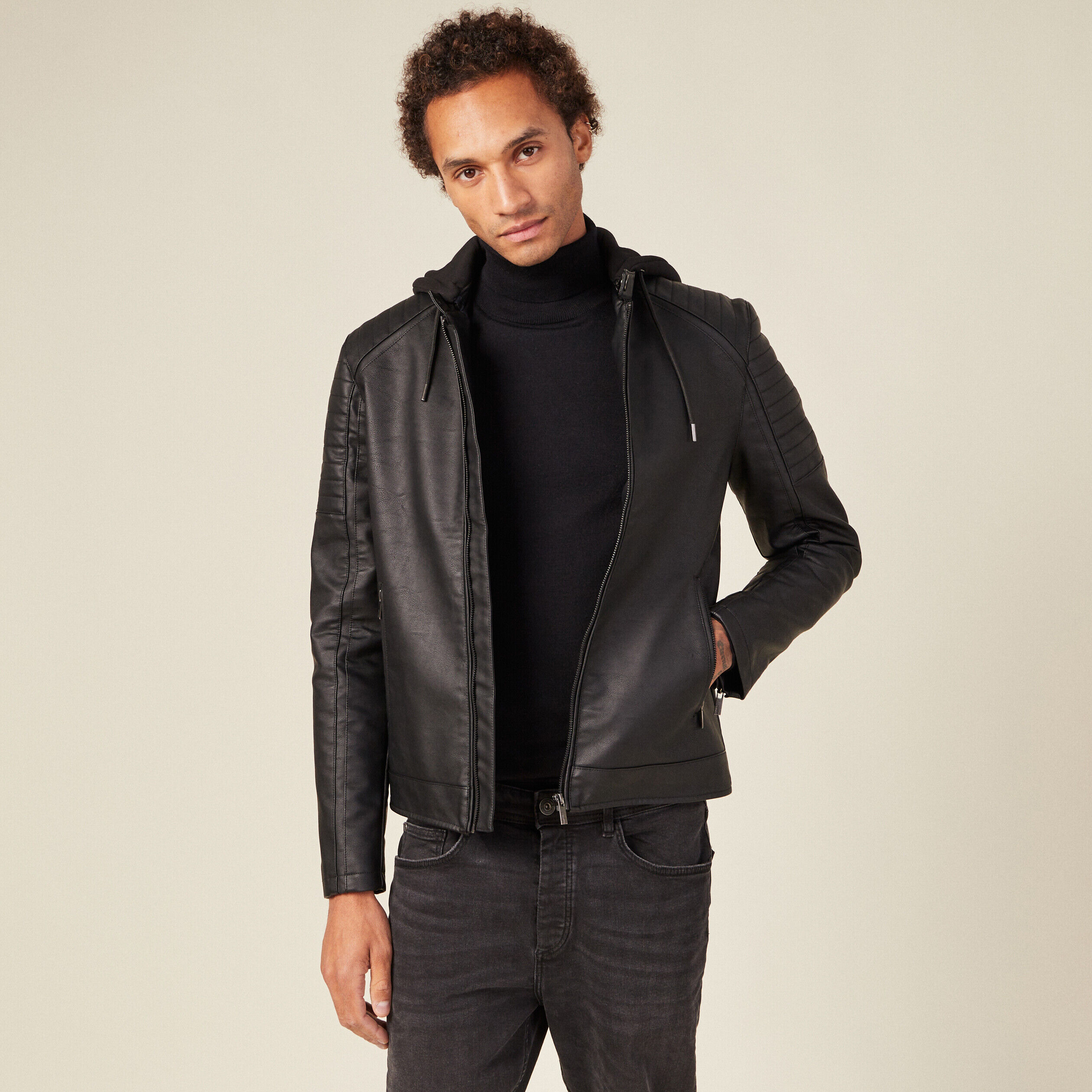 Veste cuir simili discount homme