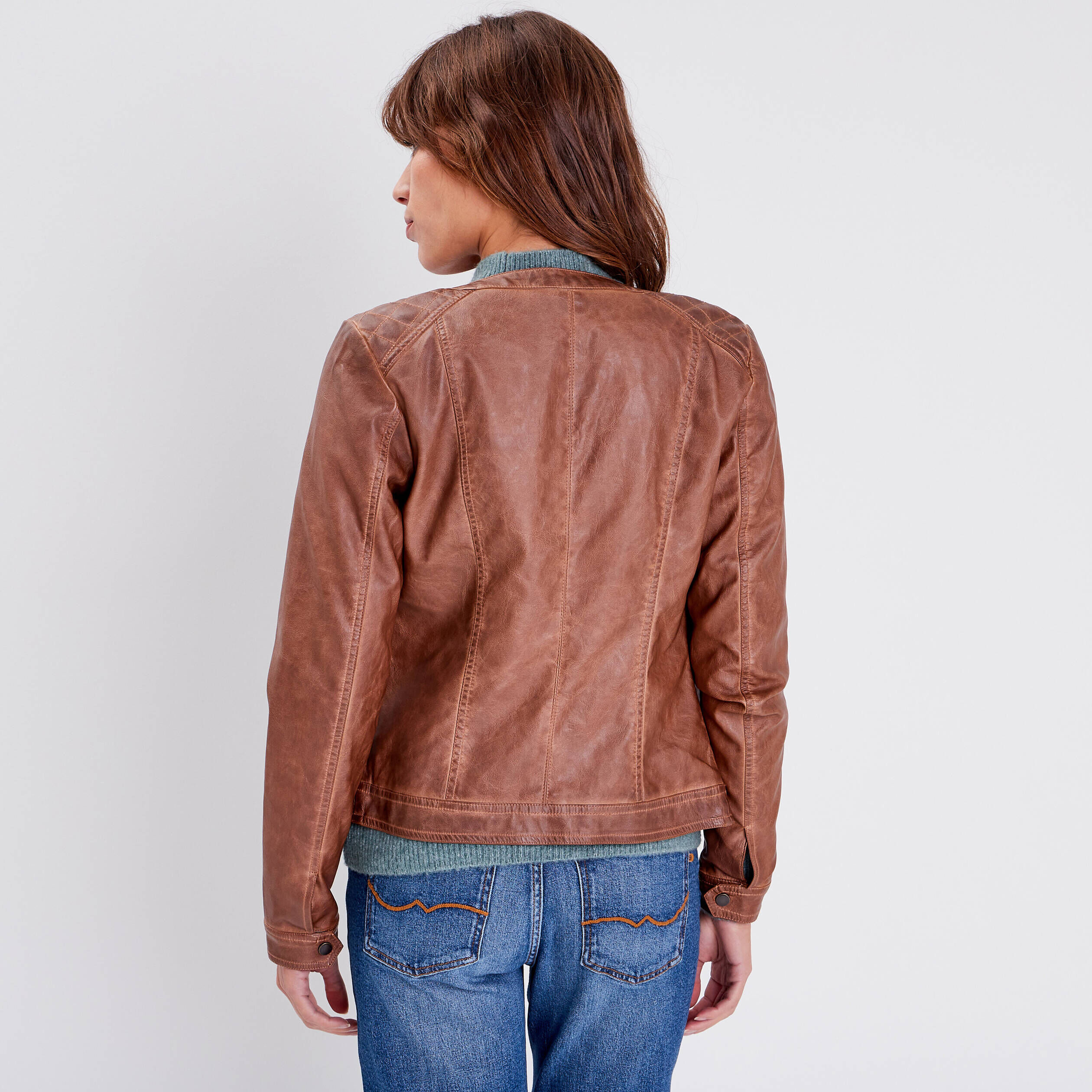 Veste simili 2025 marron femme