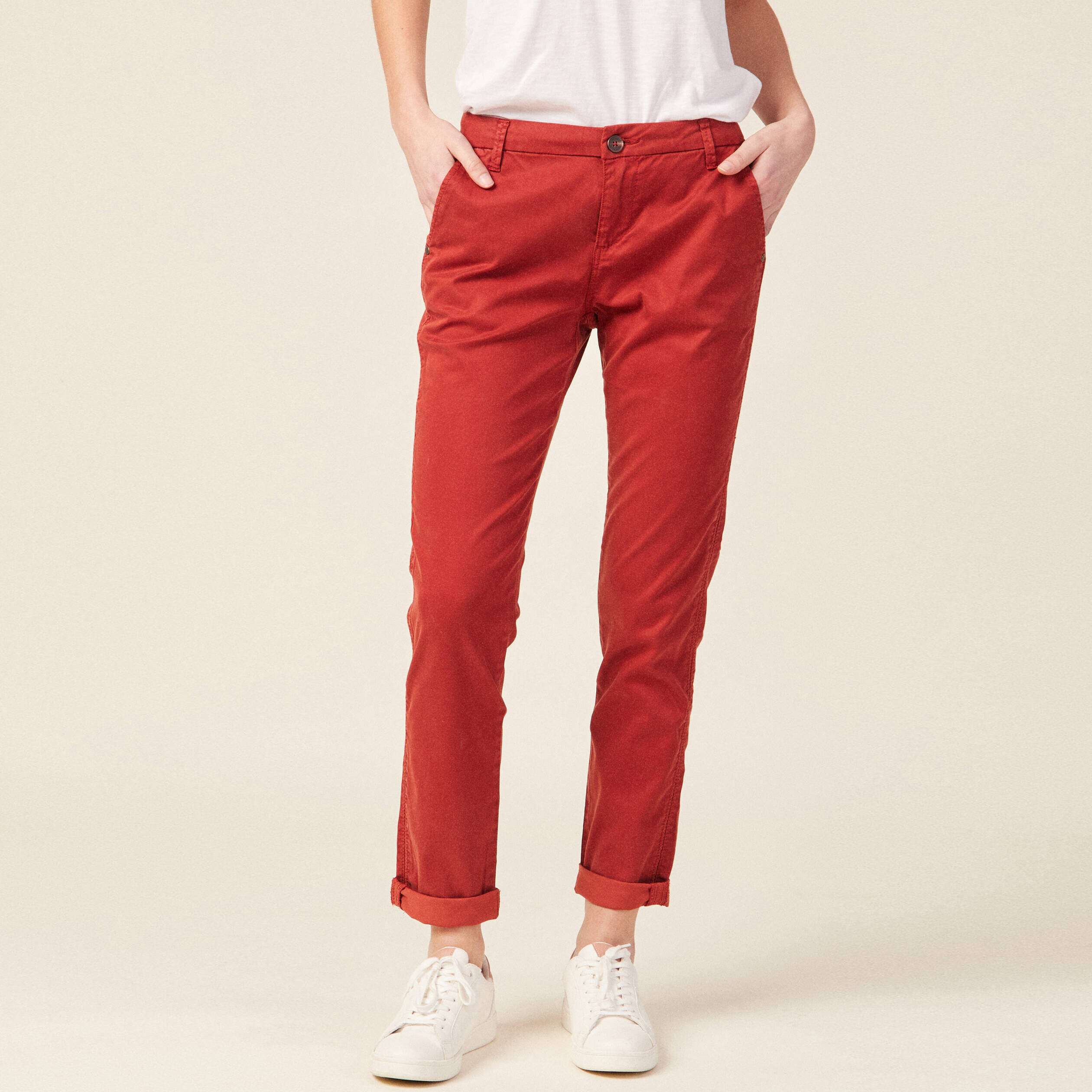 Pantalon chino femme online taille haute