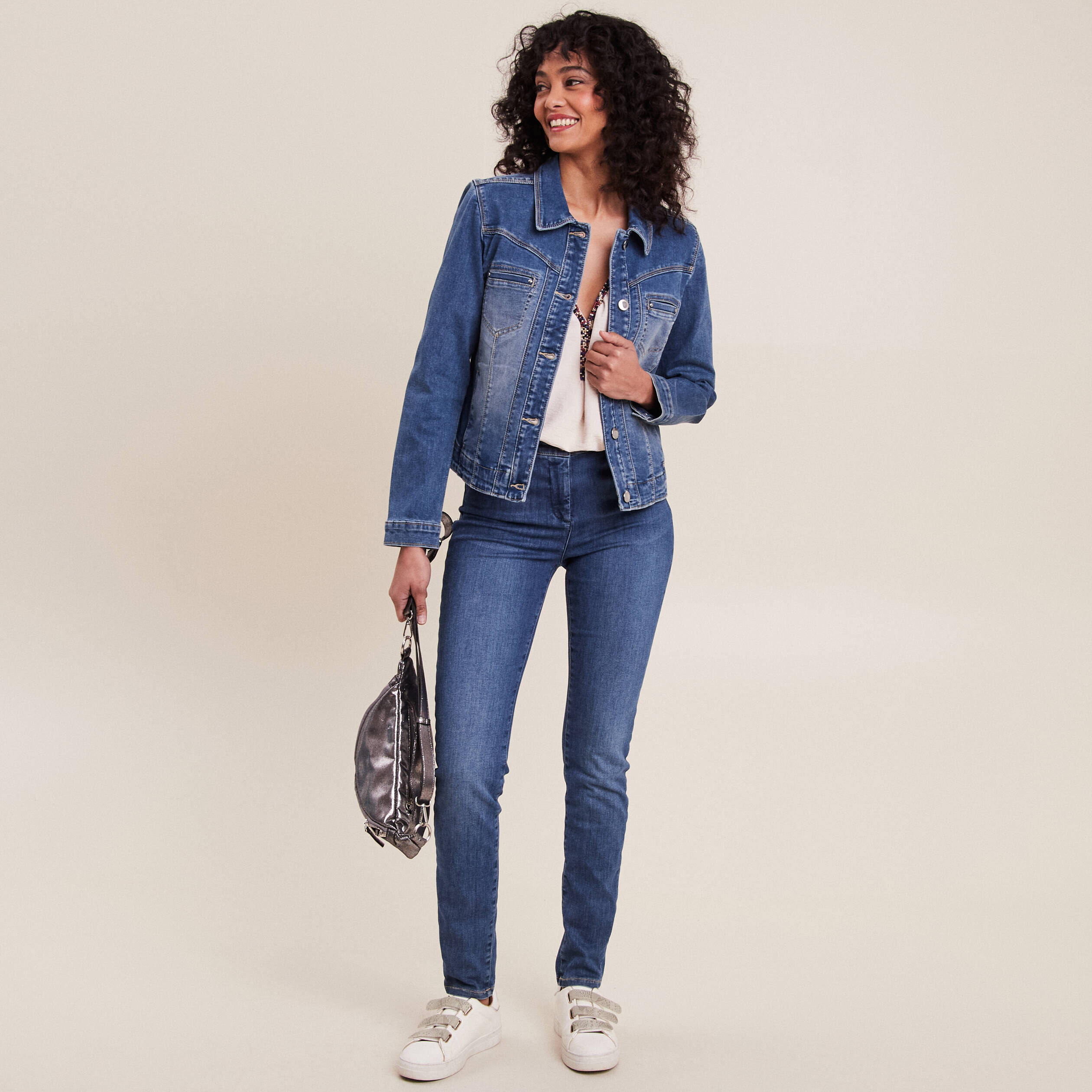 Veste en best sale jean cintrée femme