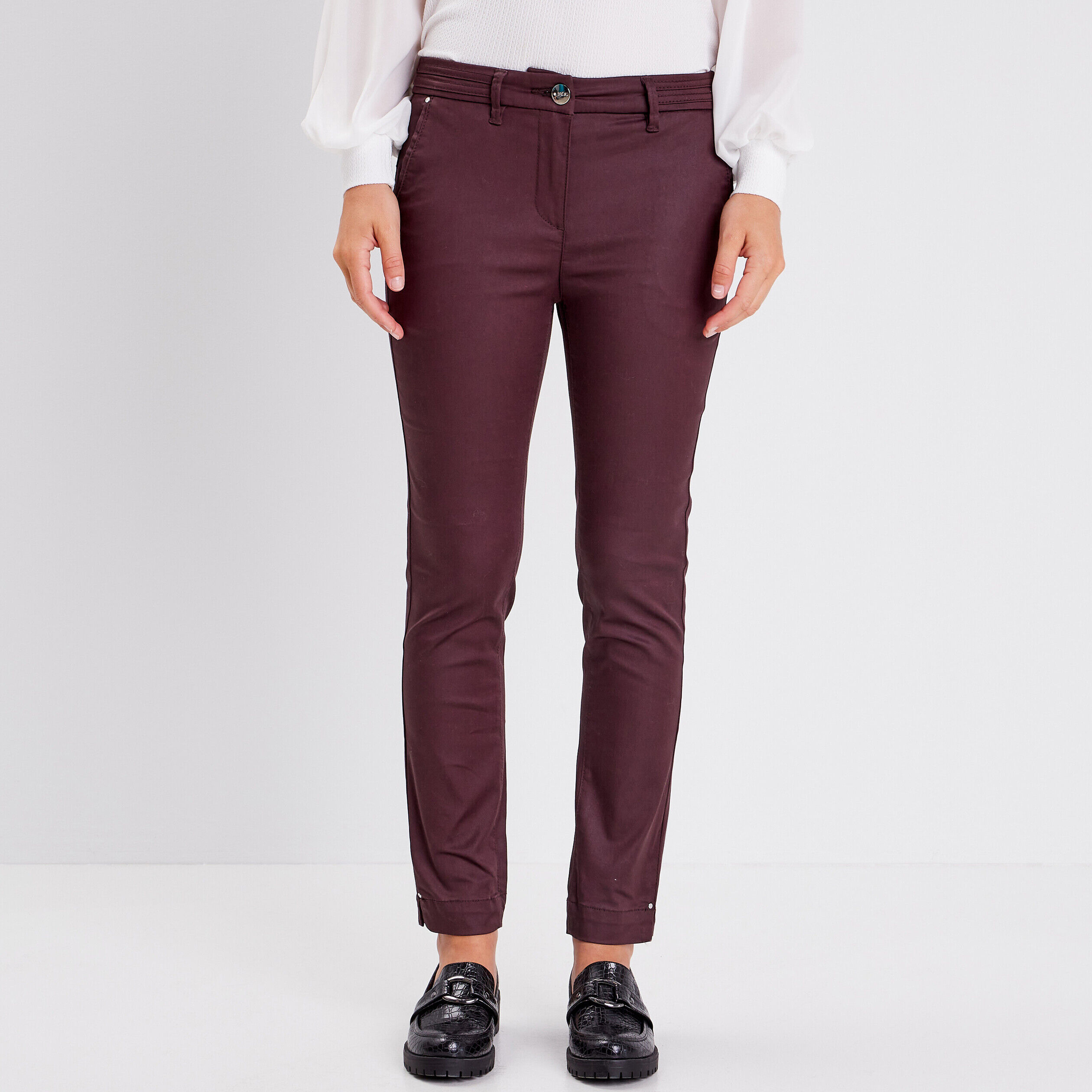 Pantalon enduit marron femme new arrivals