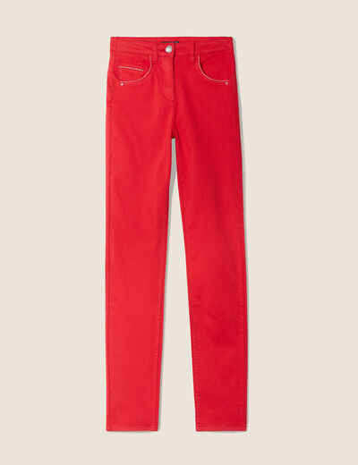 Pantalon évasé taille haute rouge foncé femme