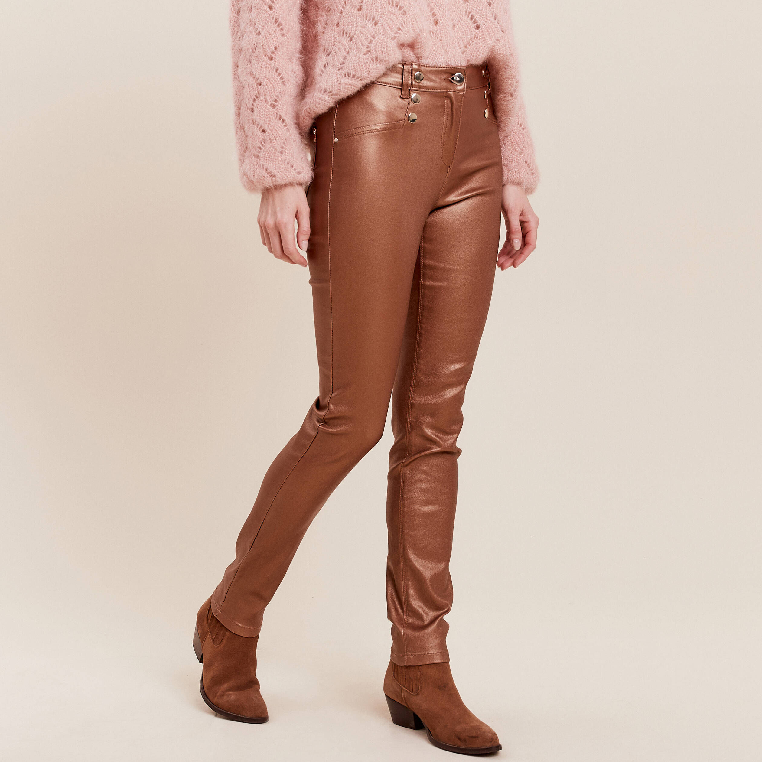 Pantalon enduit online marron