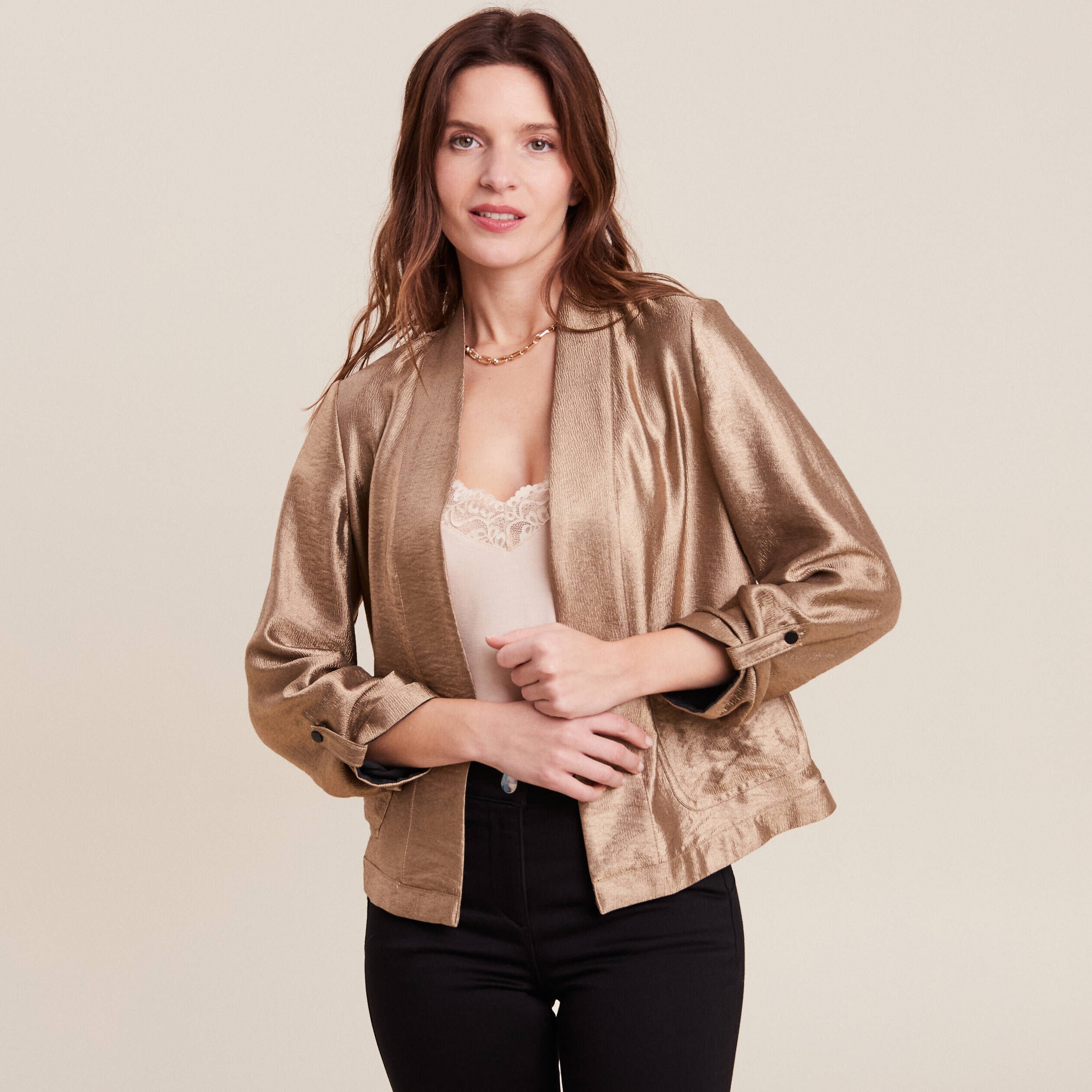 Veste courte beige discount femme