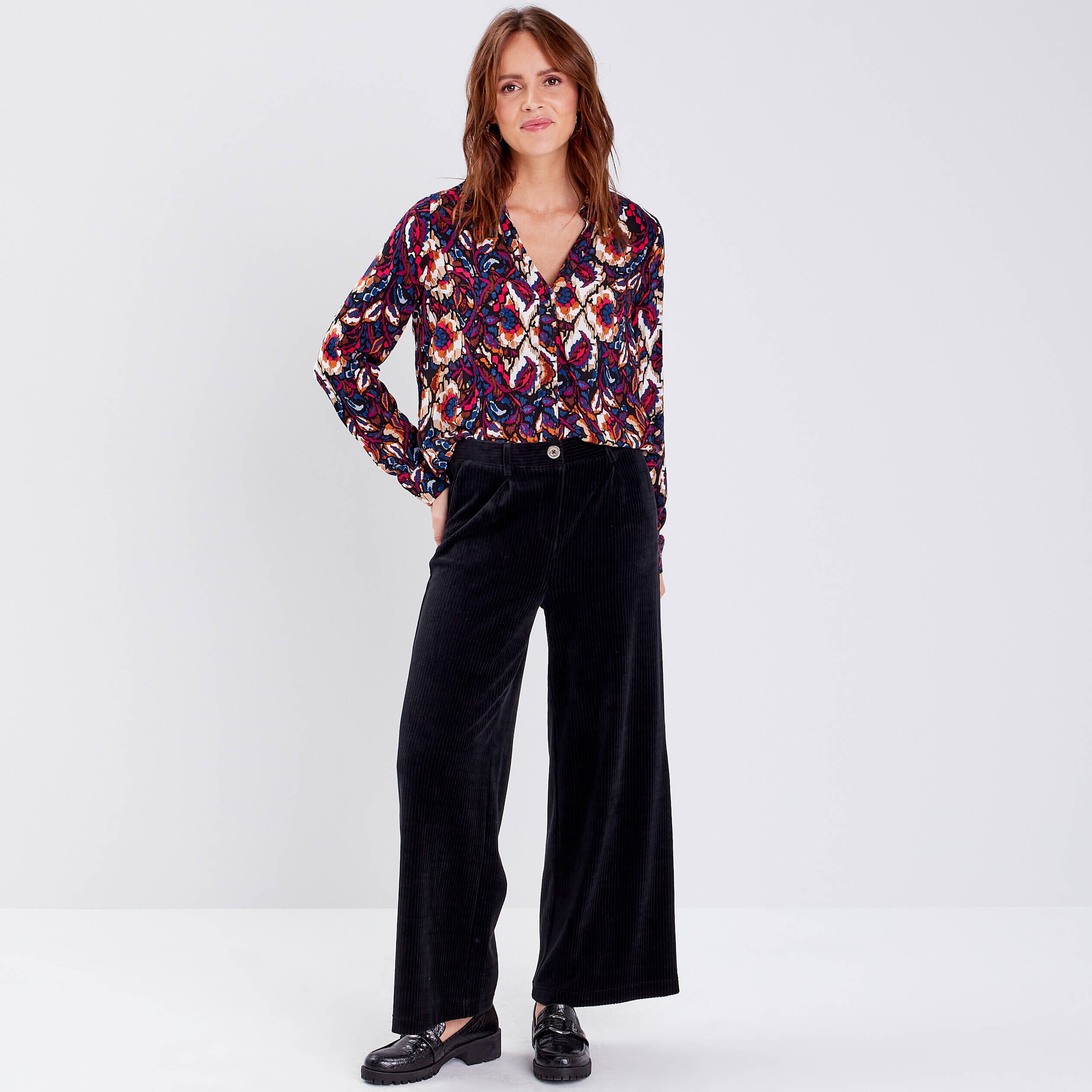 Pantalon large velours clearance femme