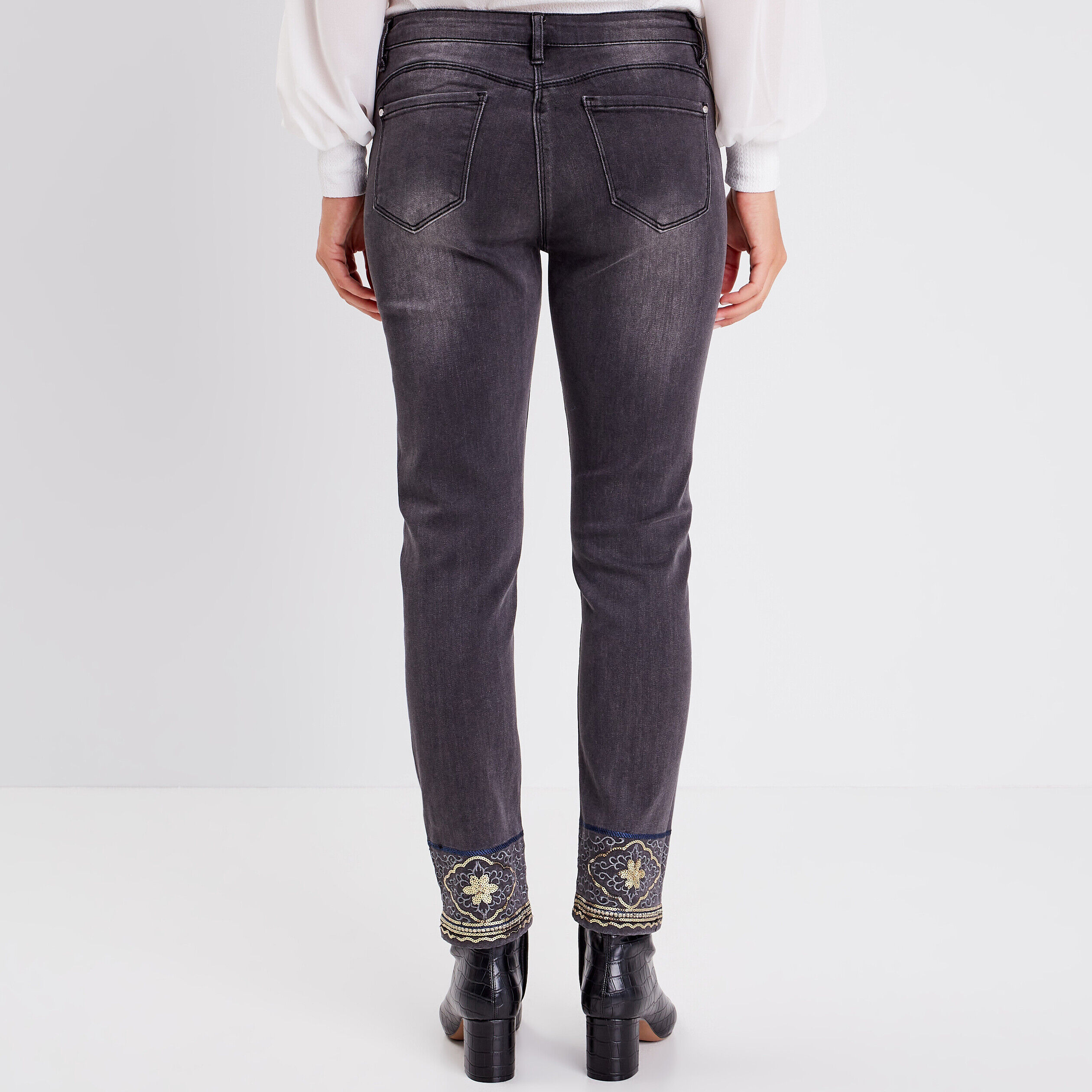 Jeans ajust s Gris Femme Vib s