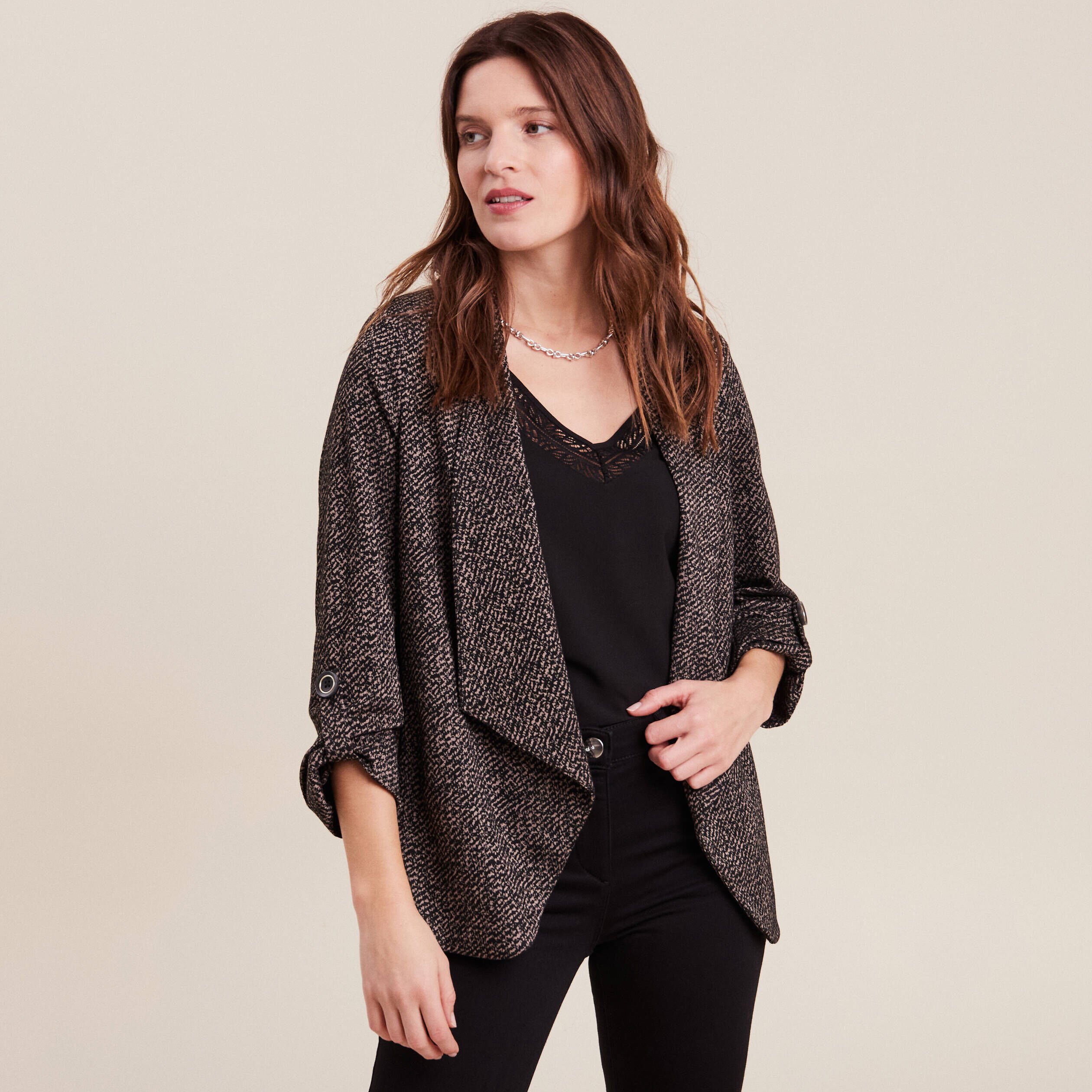 Veste tailleur marron shops femme