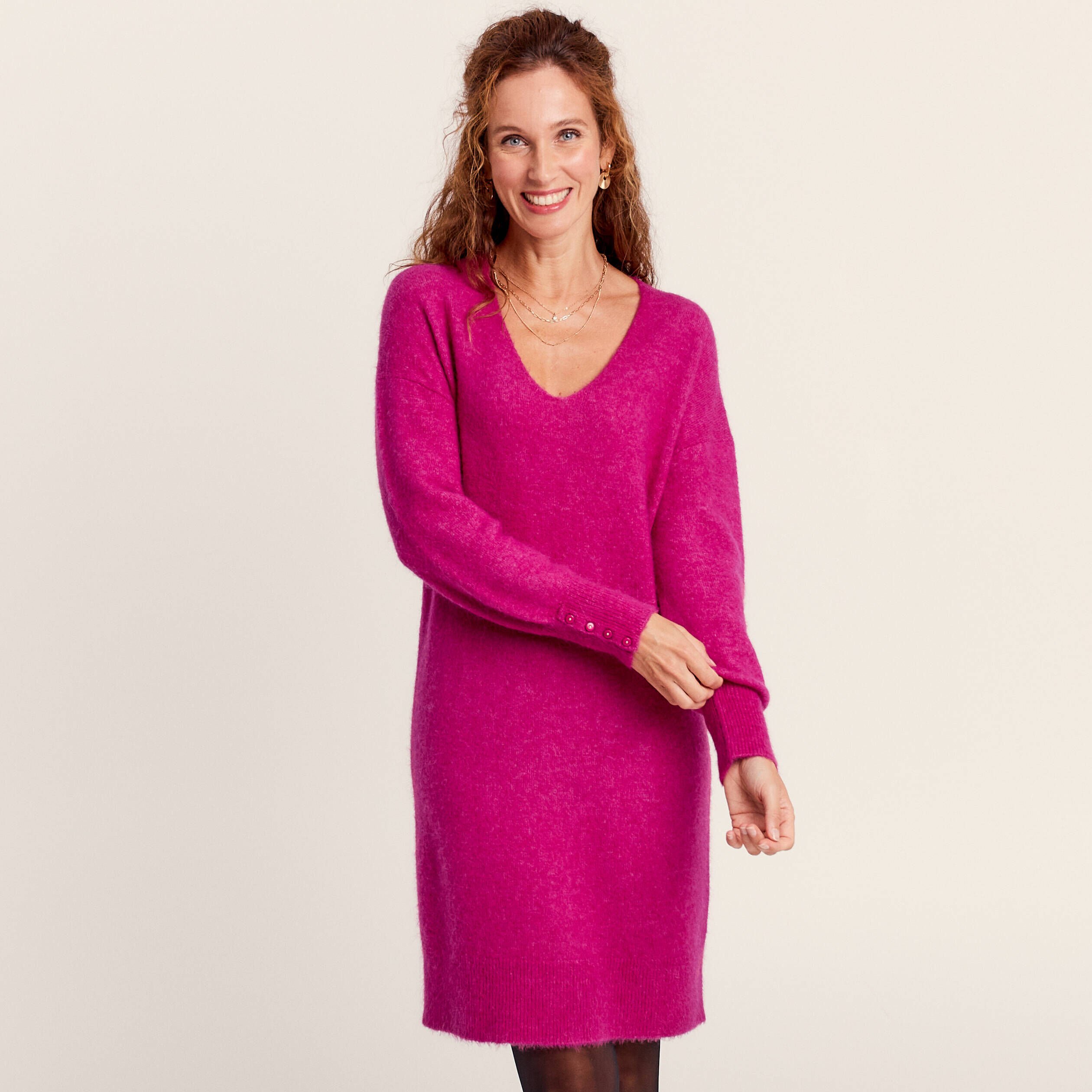 Robe pull rose discount poudré