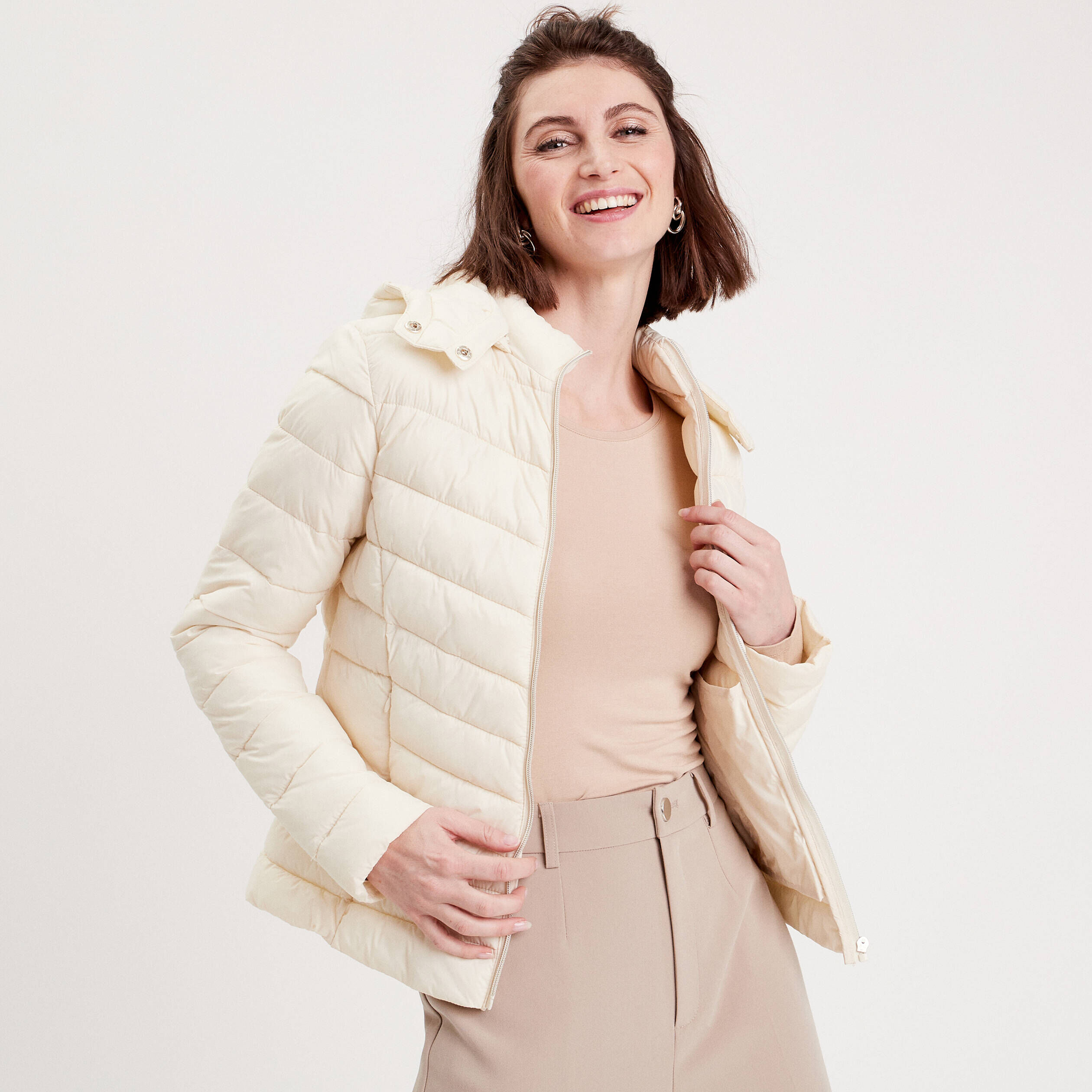 Doudoune beige outlet femme