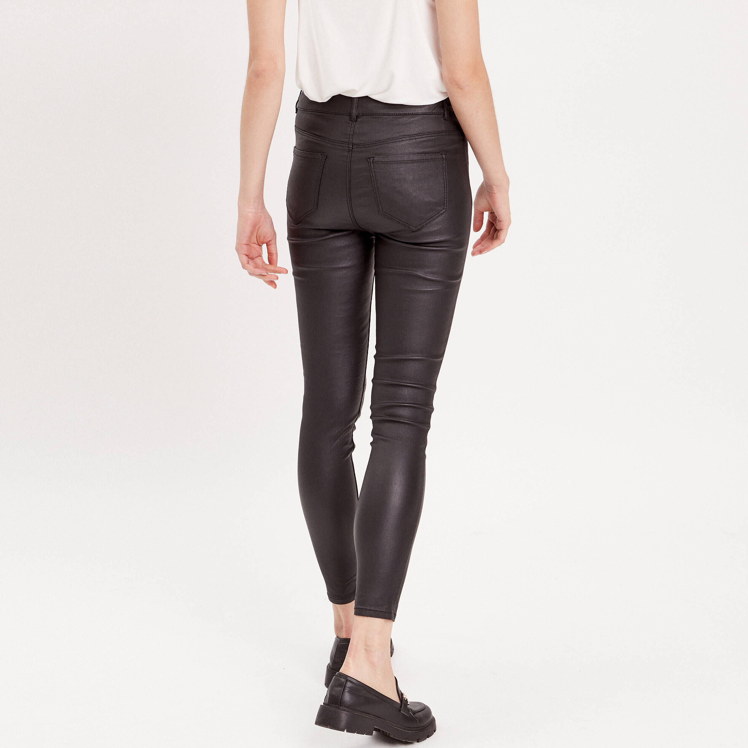 Pantalon huilé discount femme taille haute