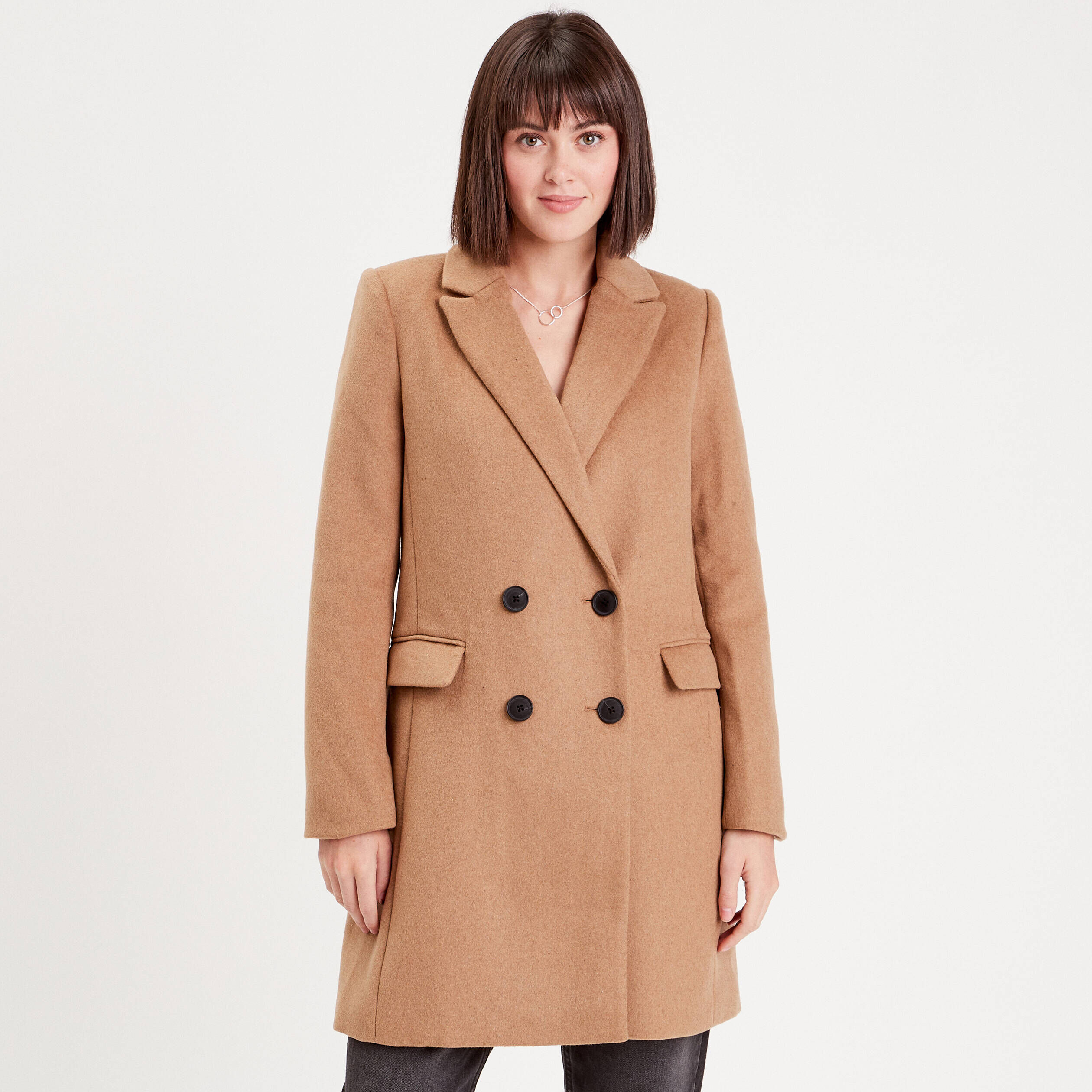 Manteau cintré femme top camel