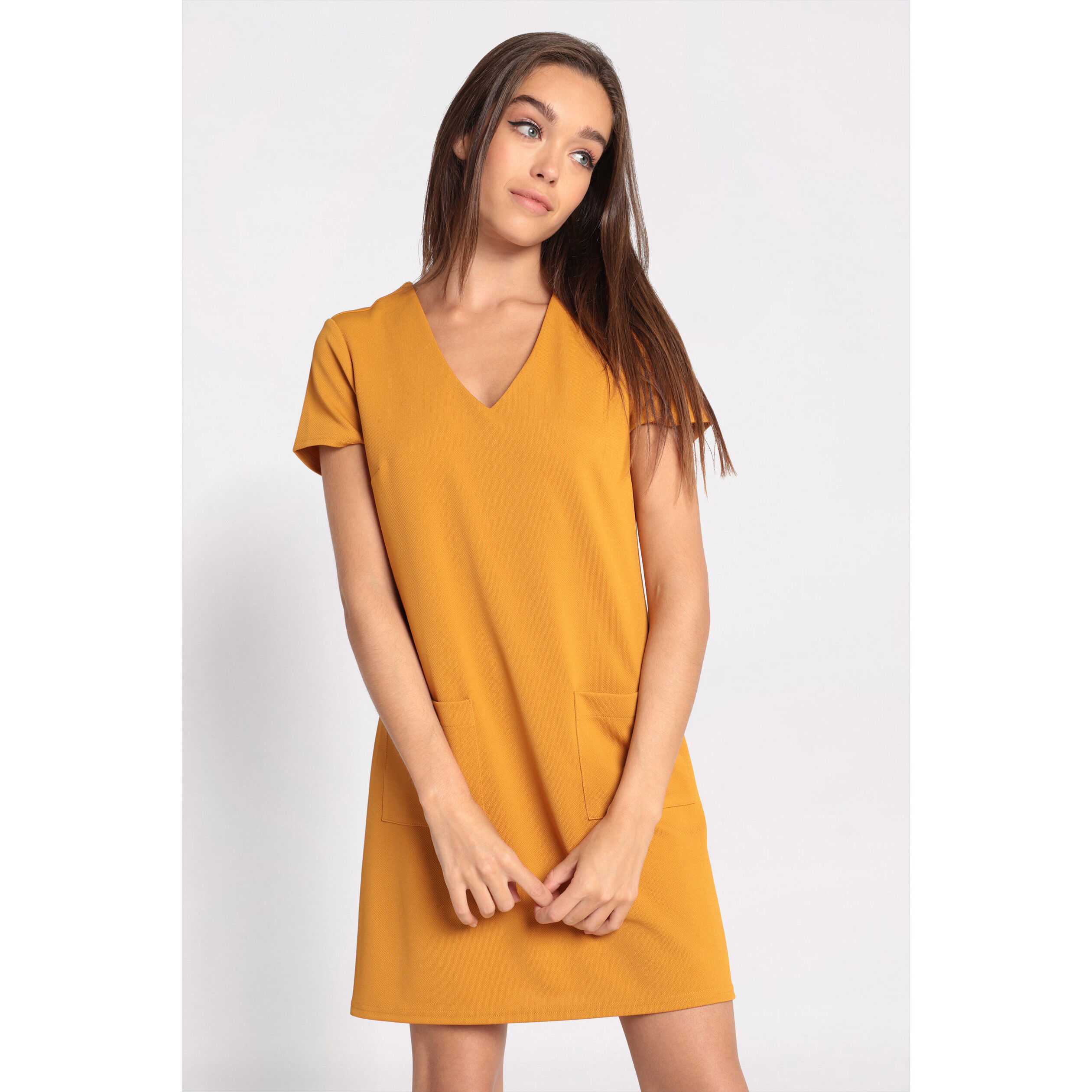 robe droite jaune moutarde