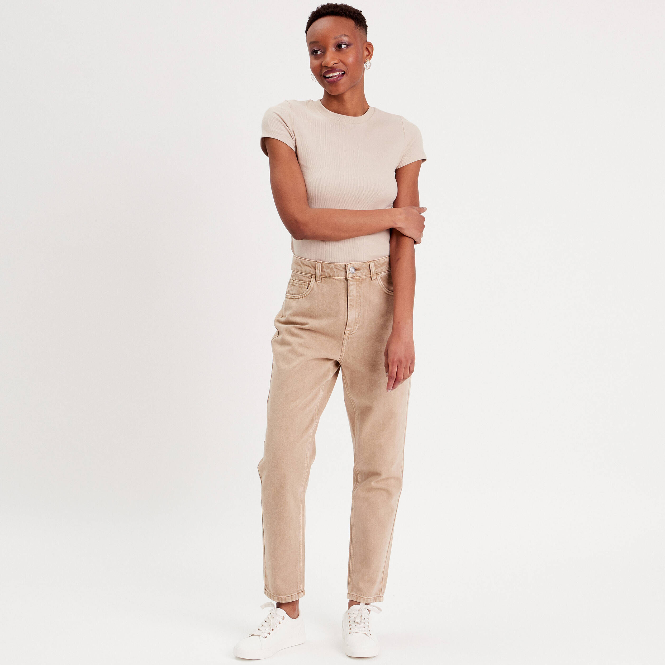 Pantalon beige femme discount habillé