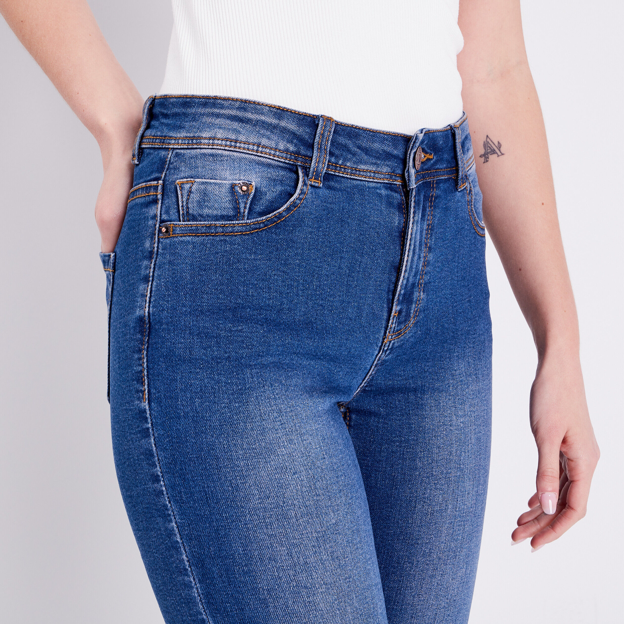 Pantacourt jean large online femme