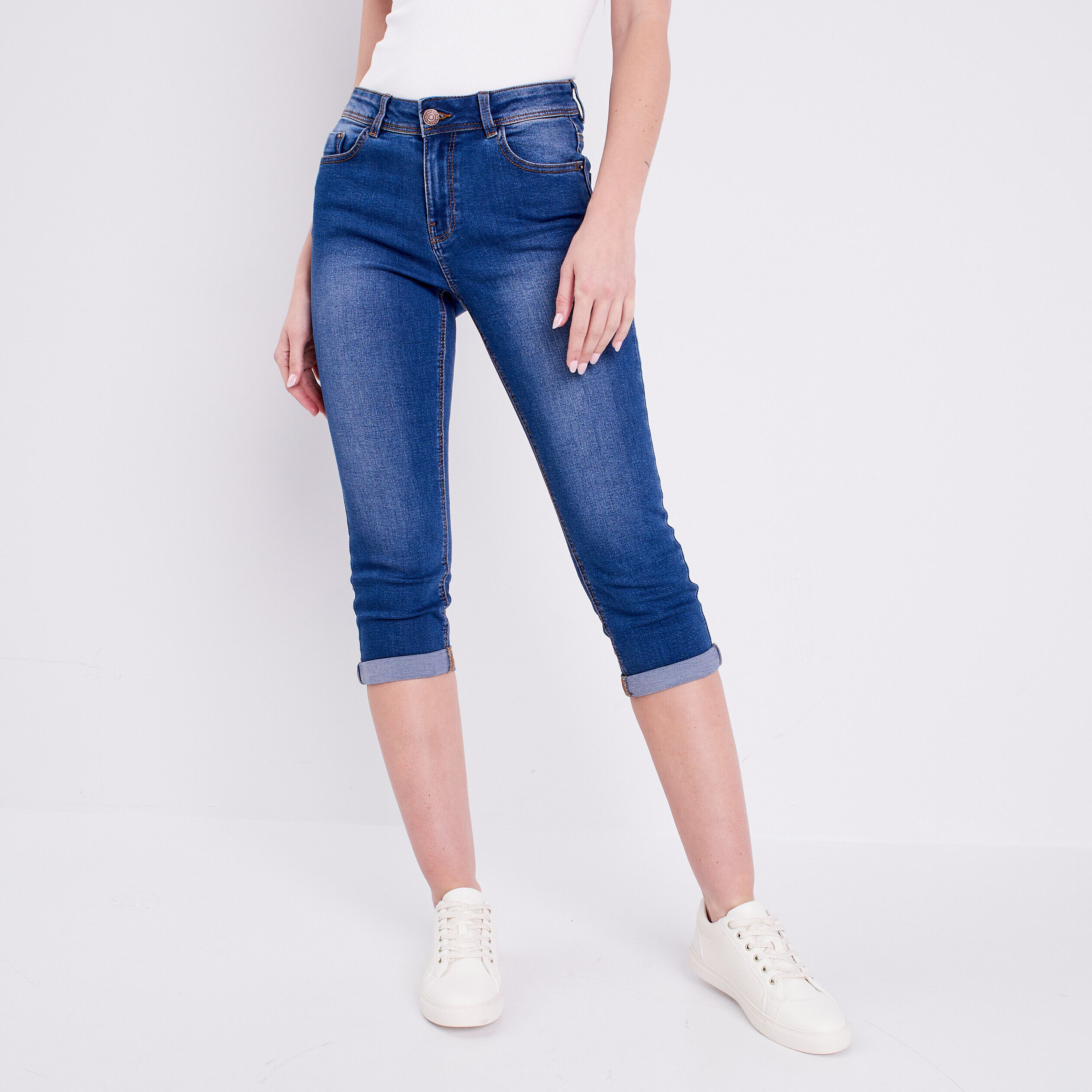 Pantacourt jean large discount femme