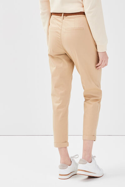 Pantalon léger taille standard 7/8ème ivoire femme