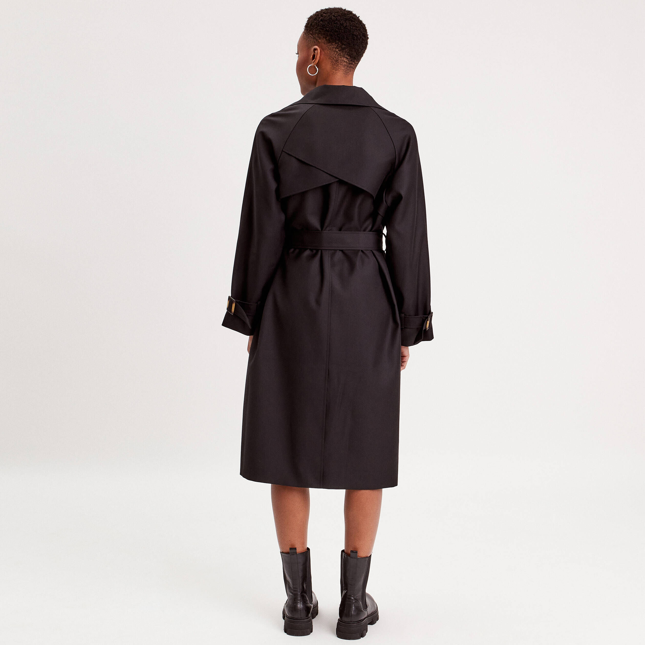 Manteau long cintré noir clearance femme