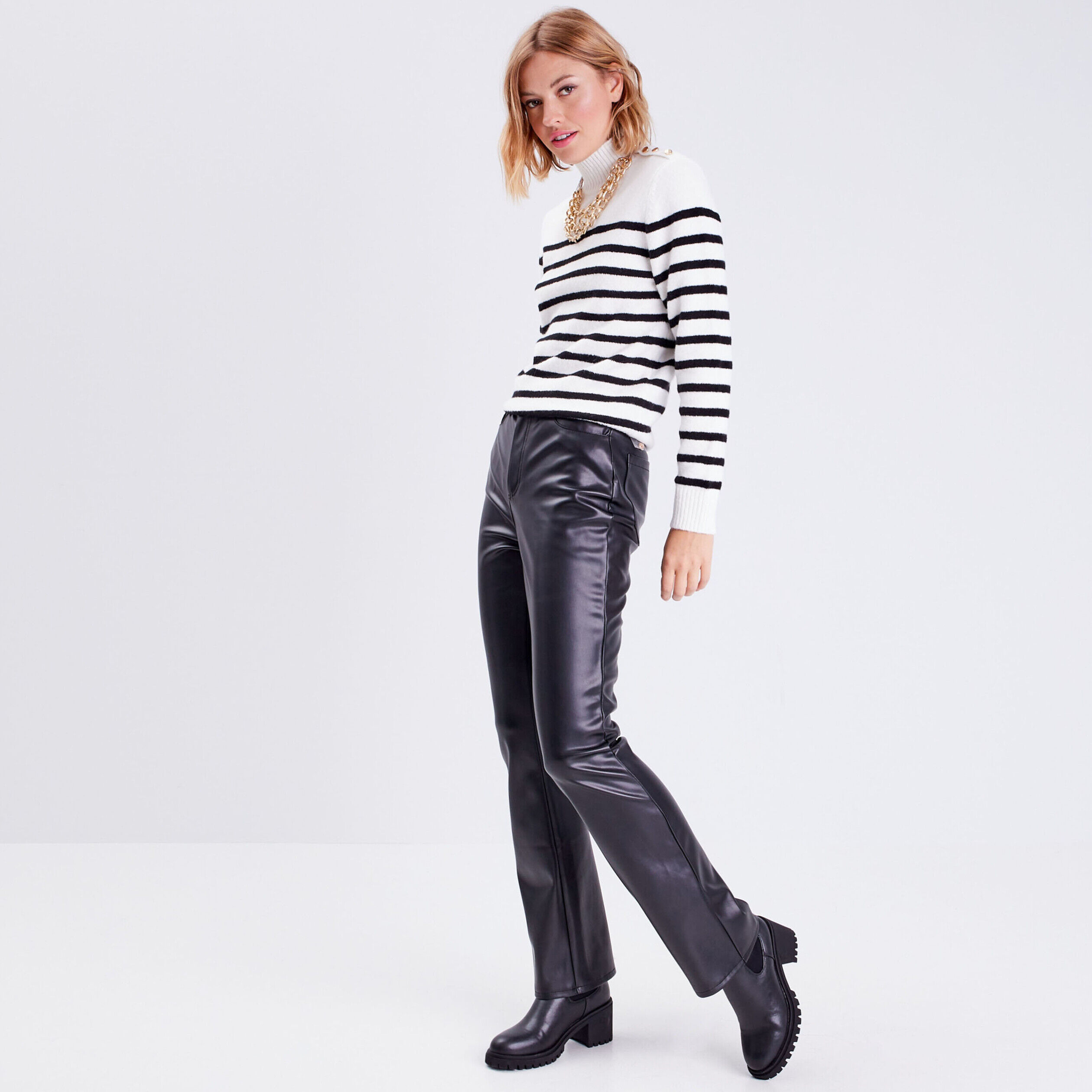 Pantalon effet cuir discount femme