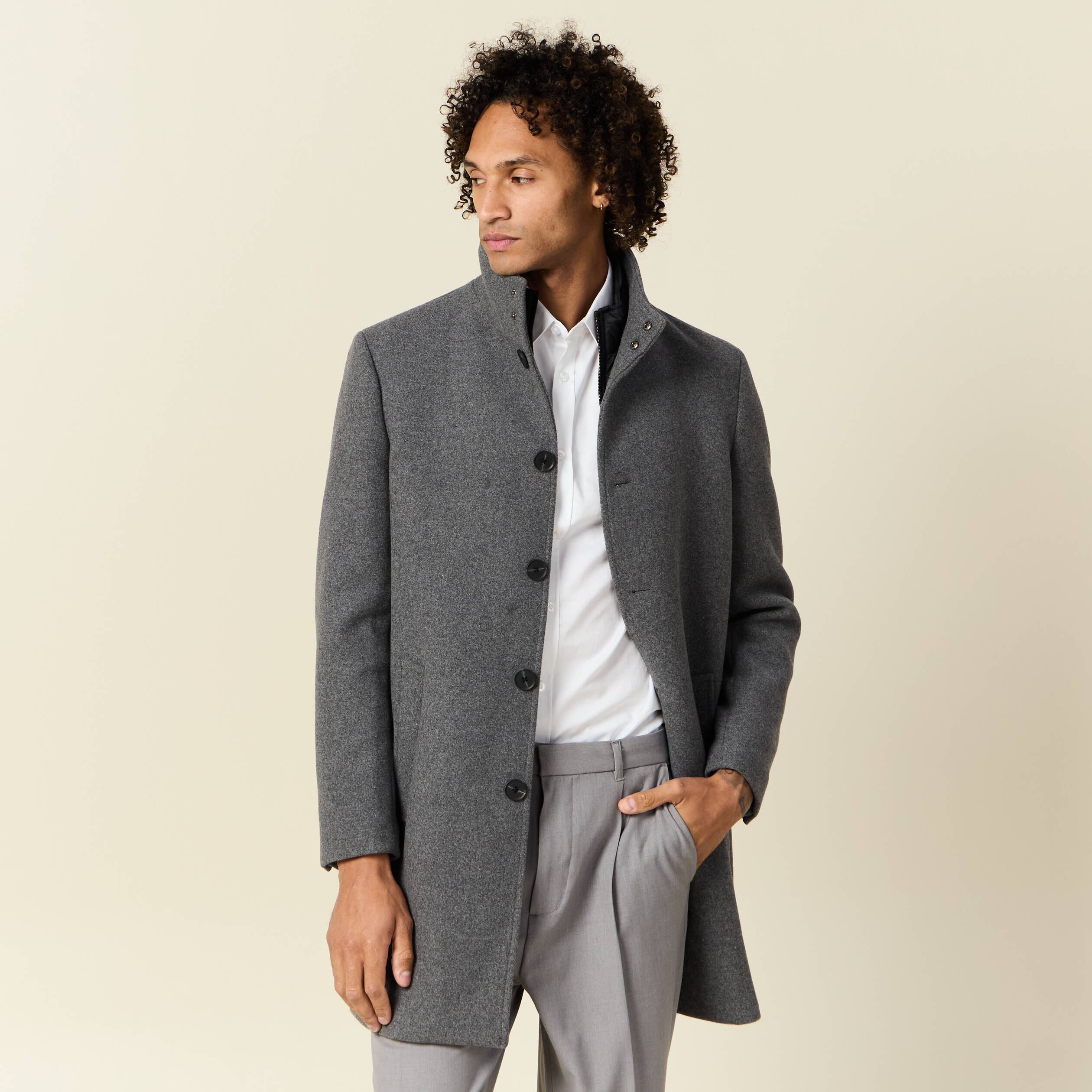 Manteau gris foncé sale