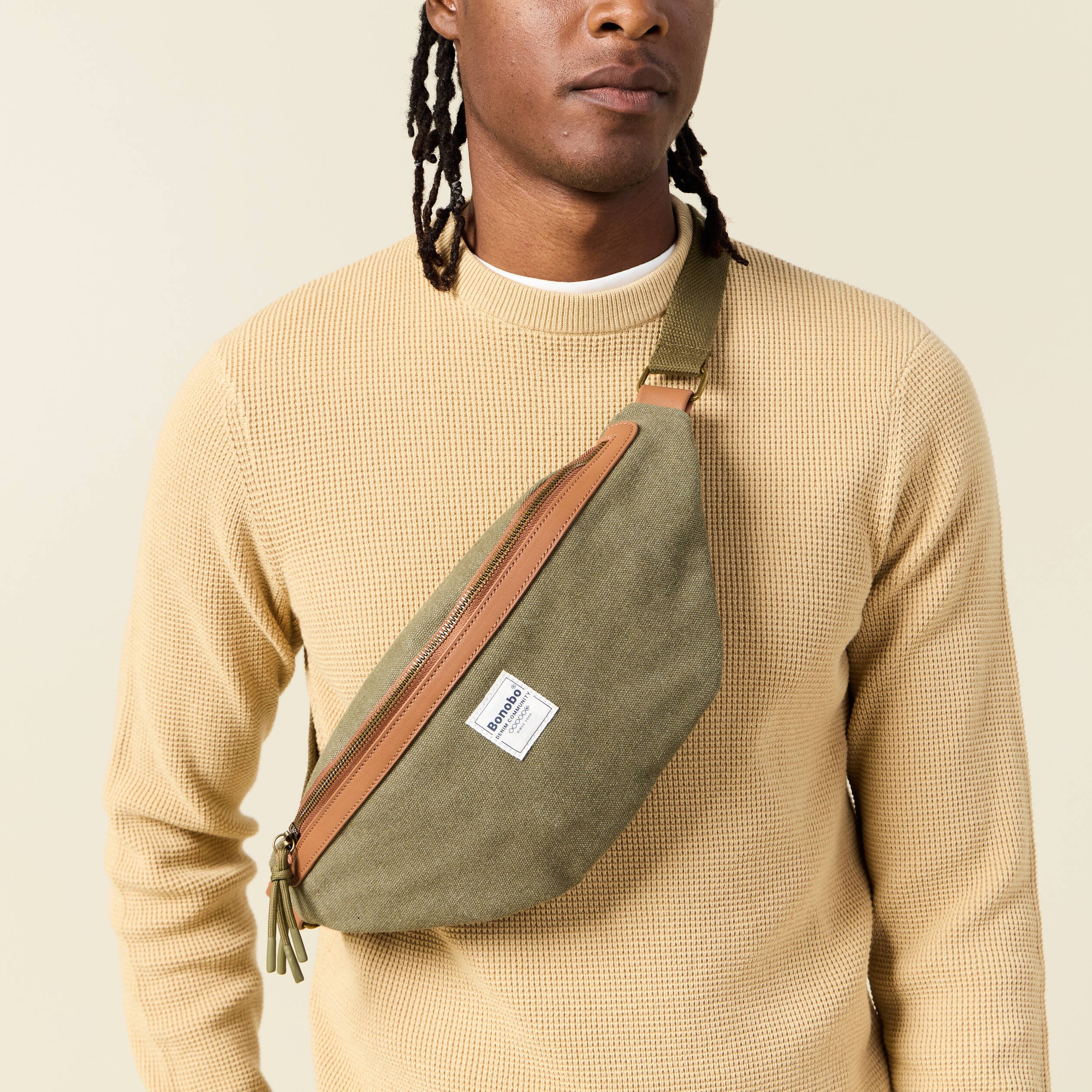 Sac banane zippe taupe homme Vibs