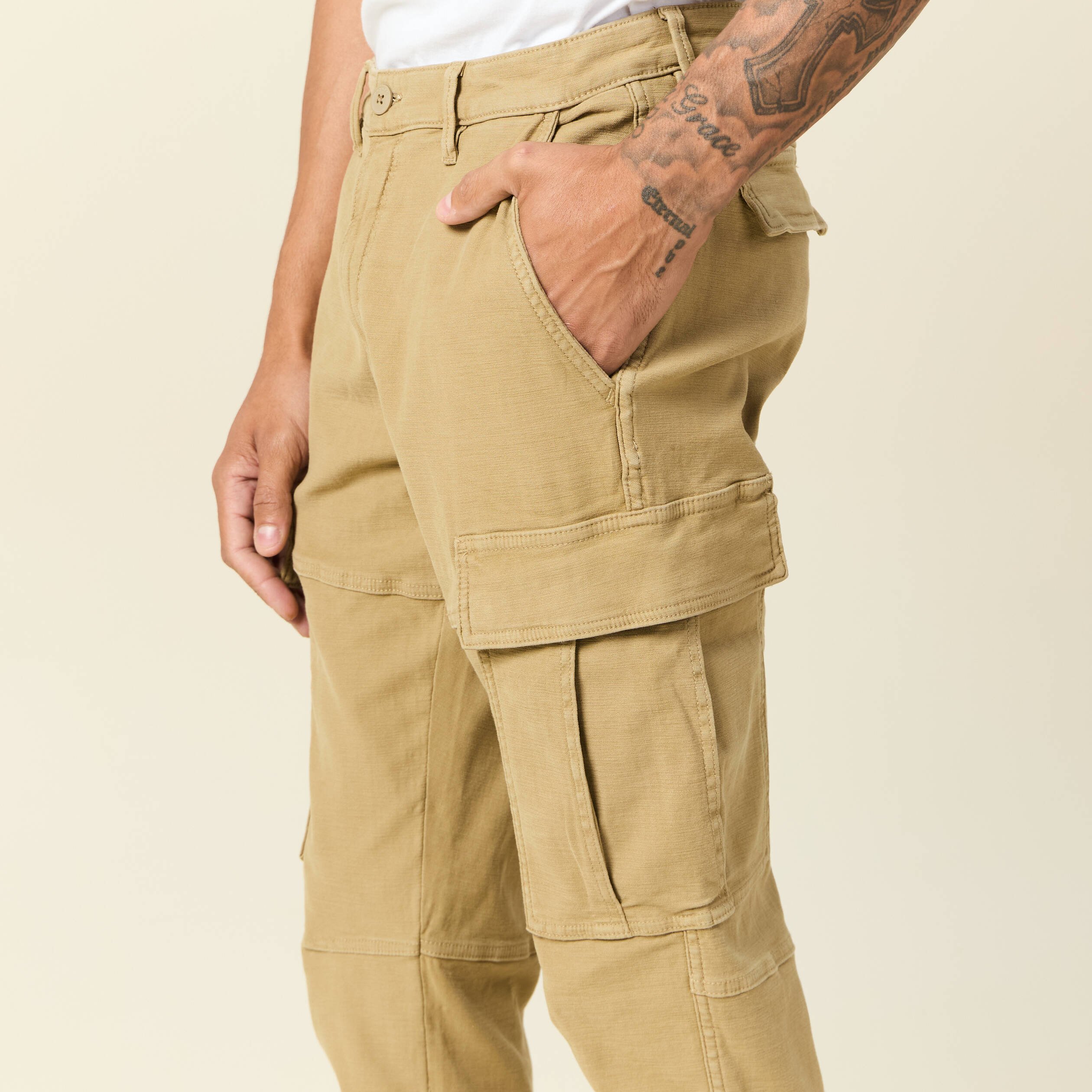 Pantalon cargo beige homme Vibs