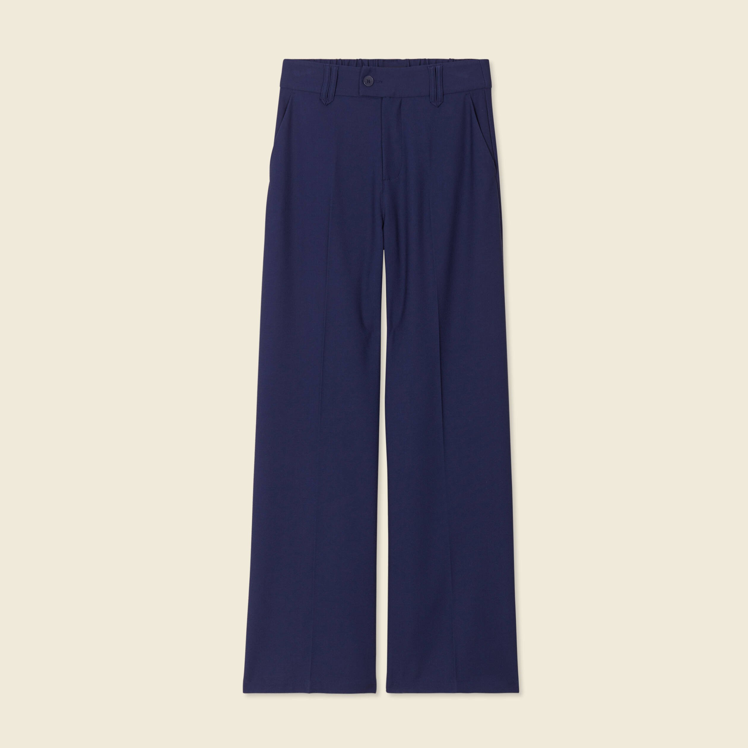 Pantalon city large a pinces bleu marine femme Vibs