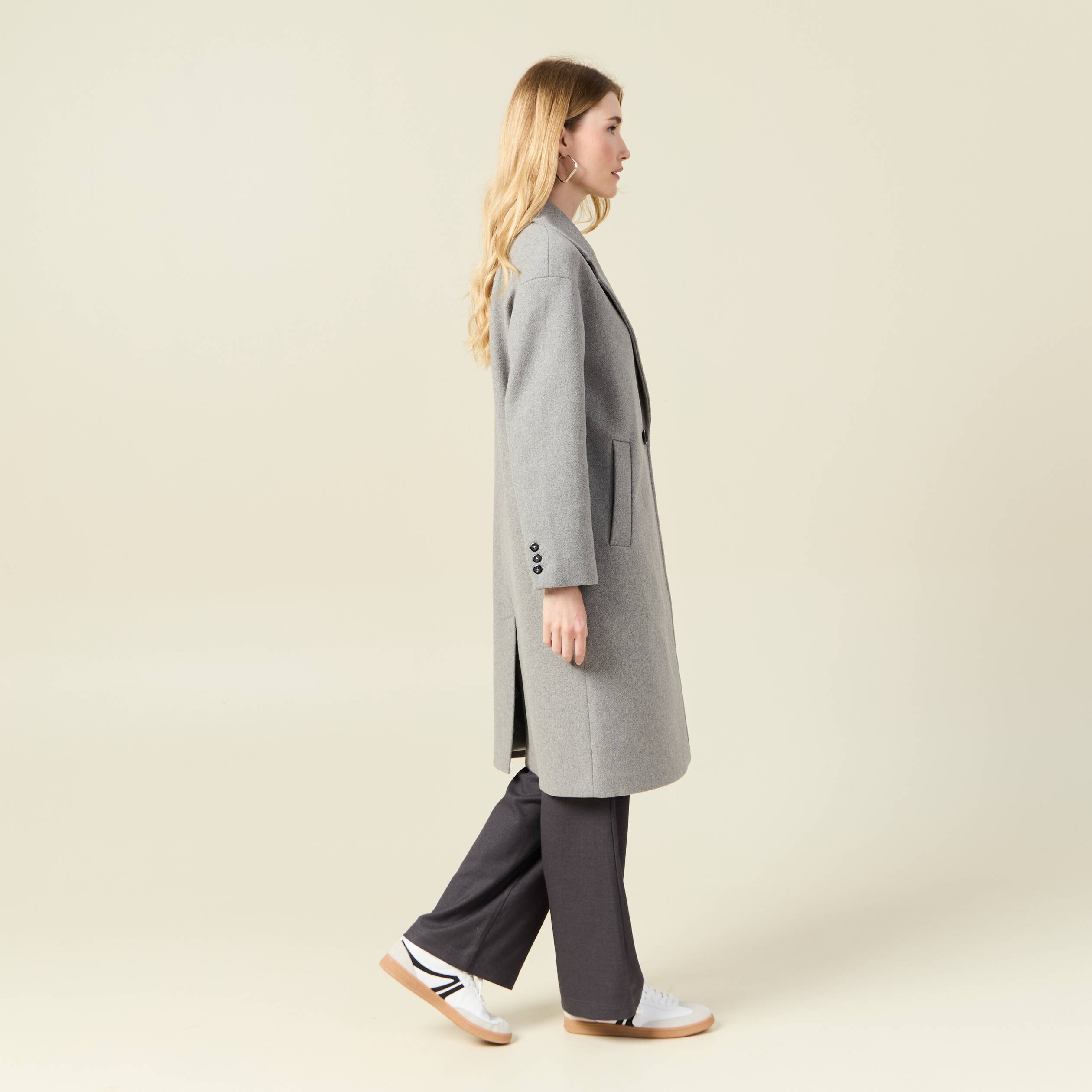 Manteau oversize fashion gris