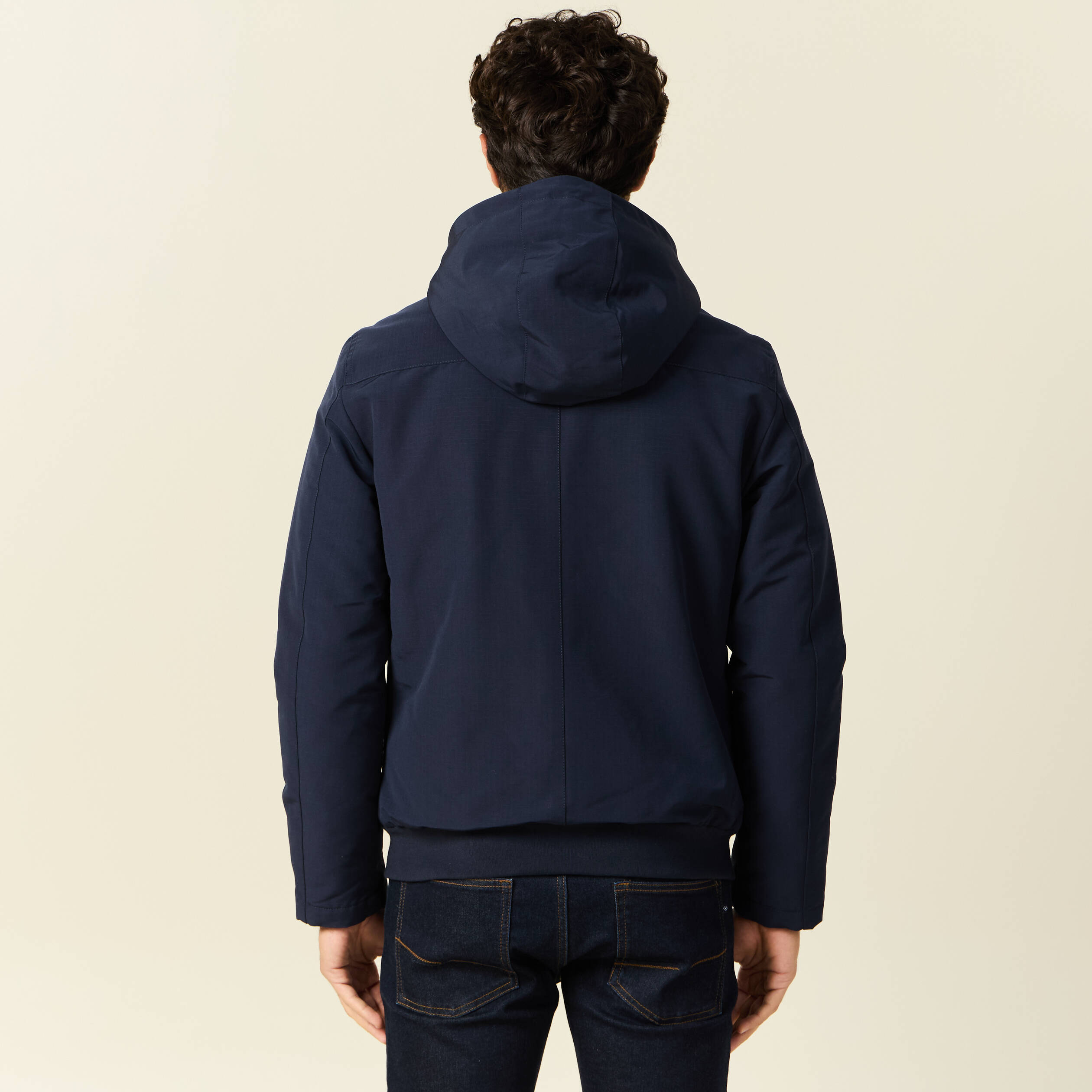 Parka courte a capuche bleu marine homme Vibs