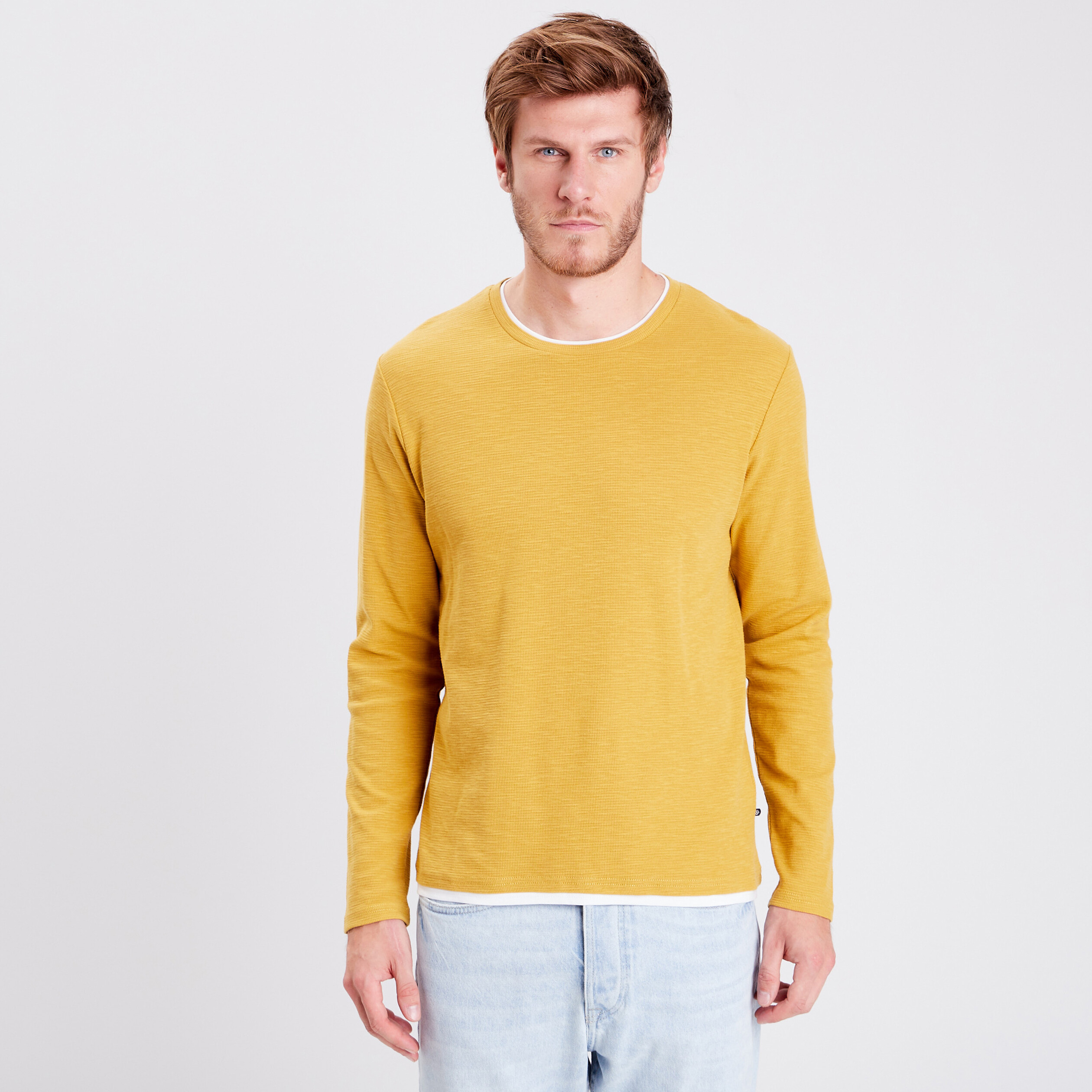 T-shirt manches longues 100% coton - jaune