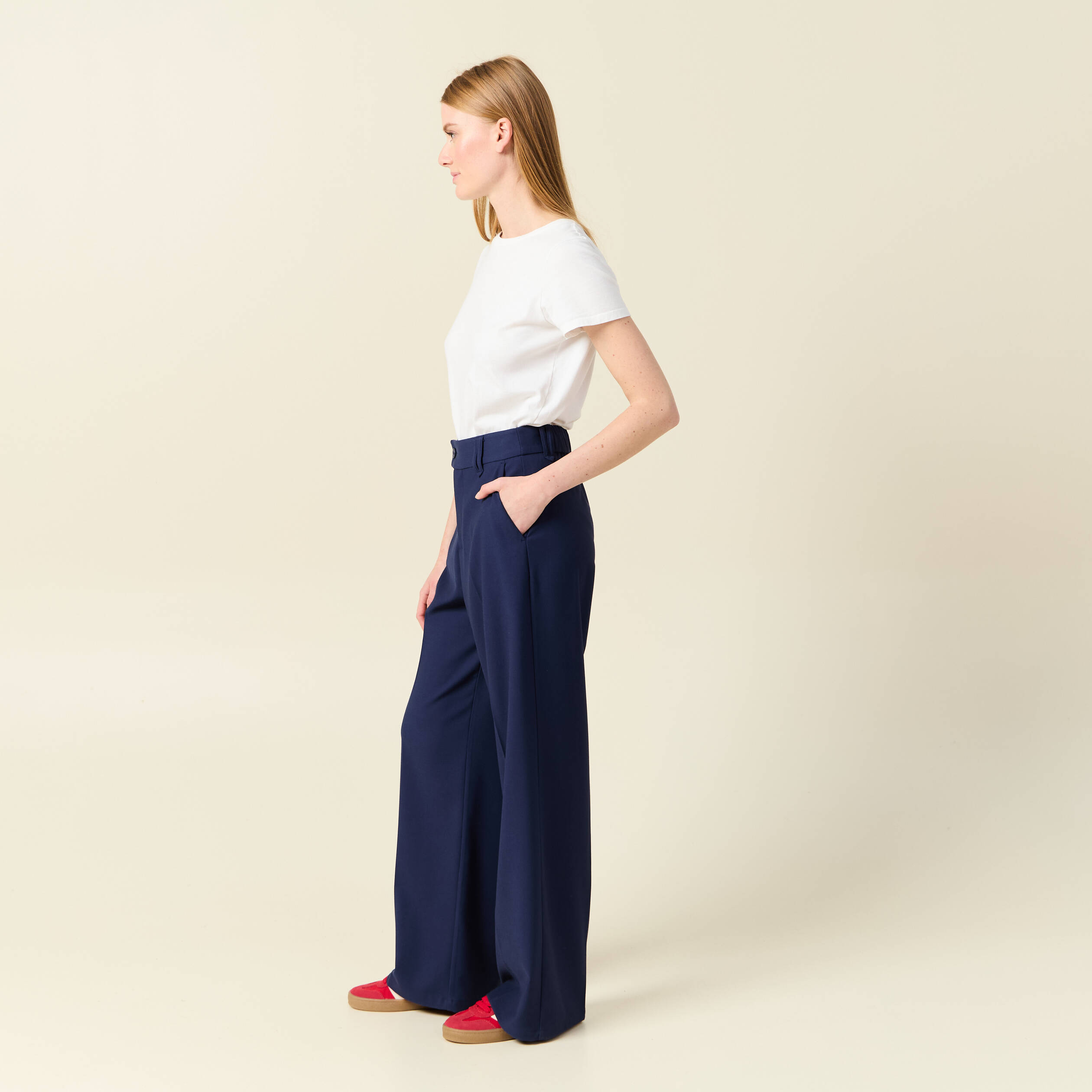 Pantalon pince femme bleu marine hotsell