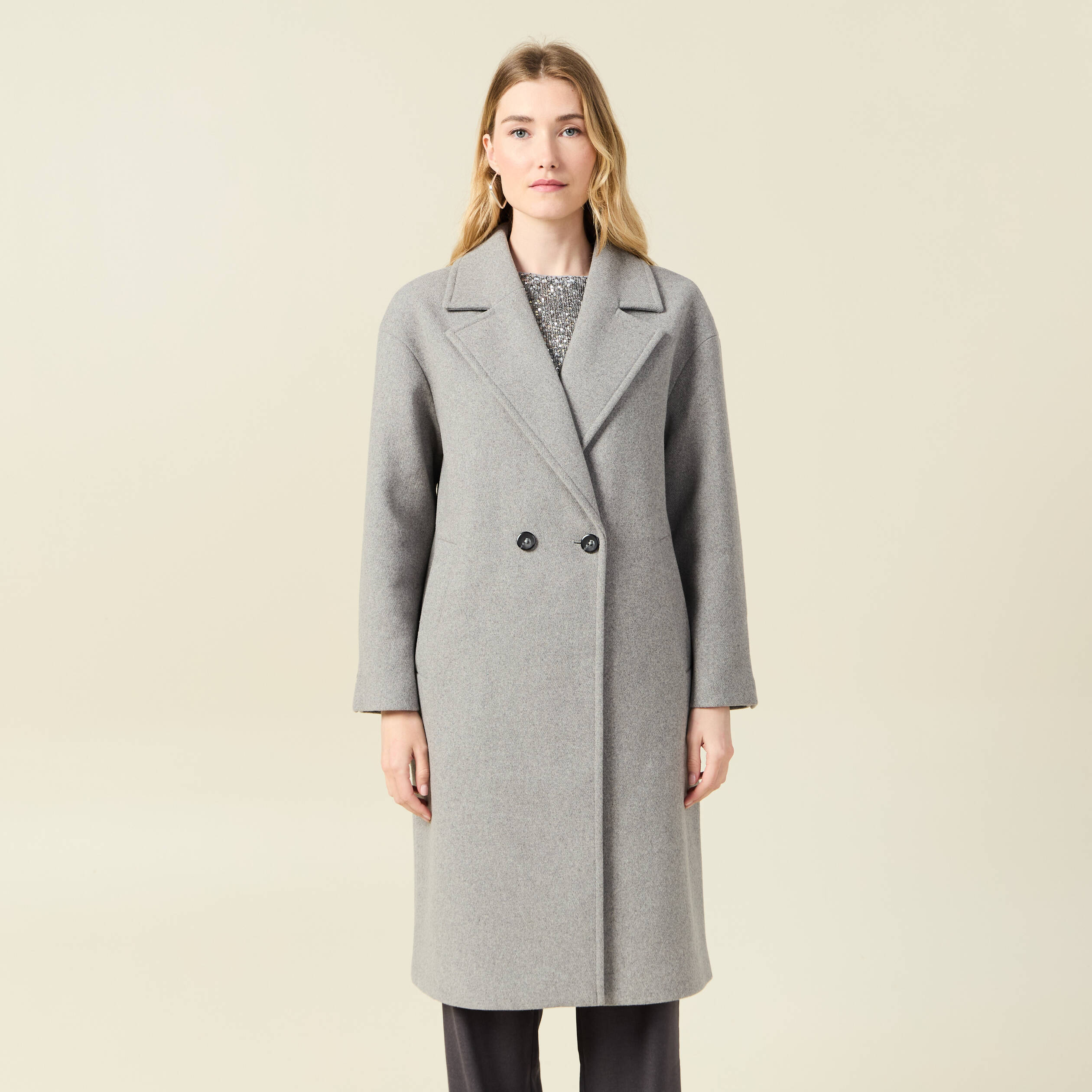 Manteau oversize femme gris sale