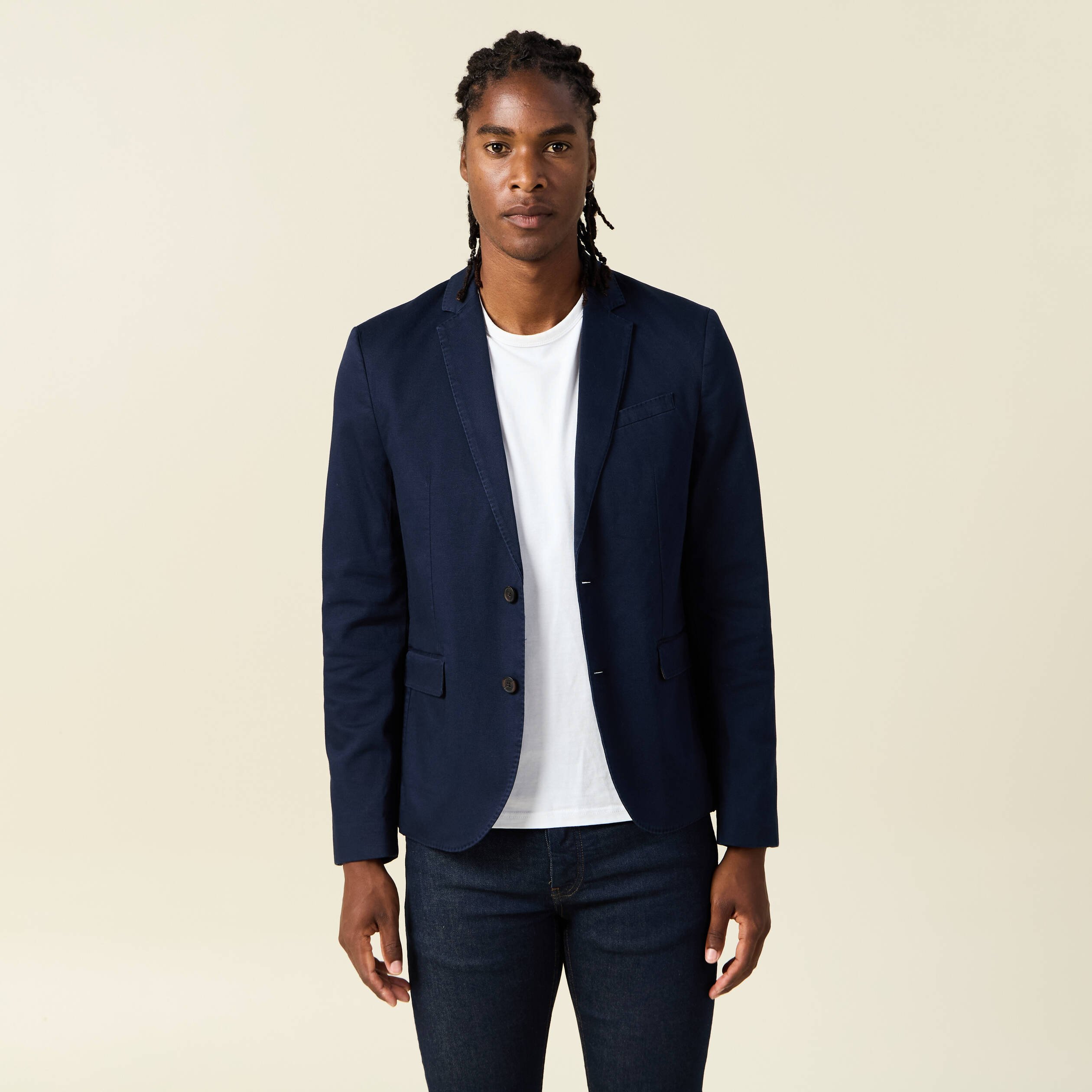 Veste esprit blazer droite bleu marine homme Vibs