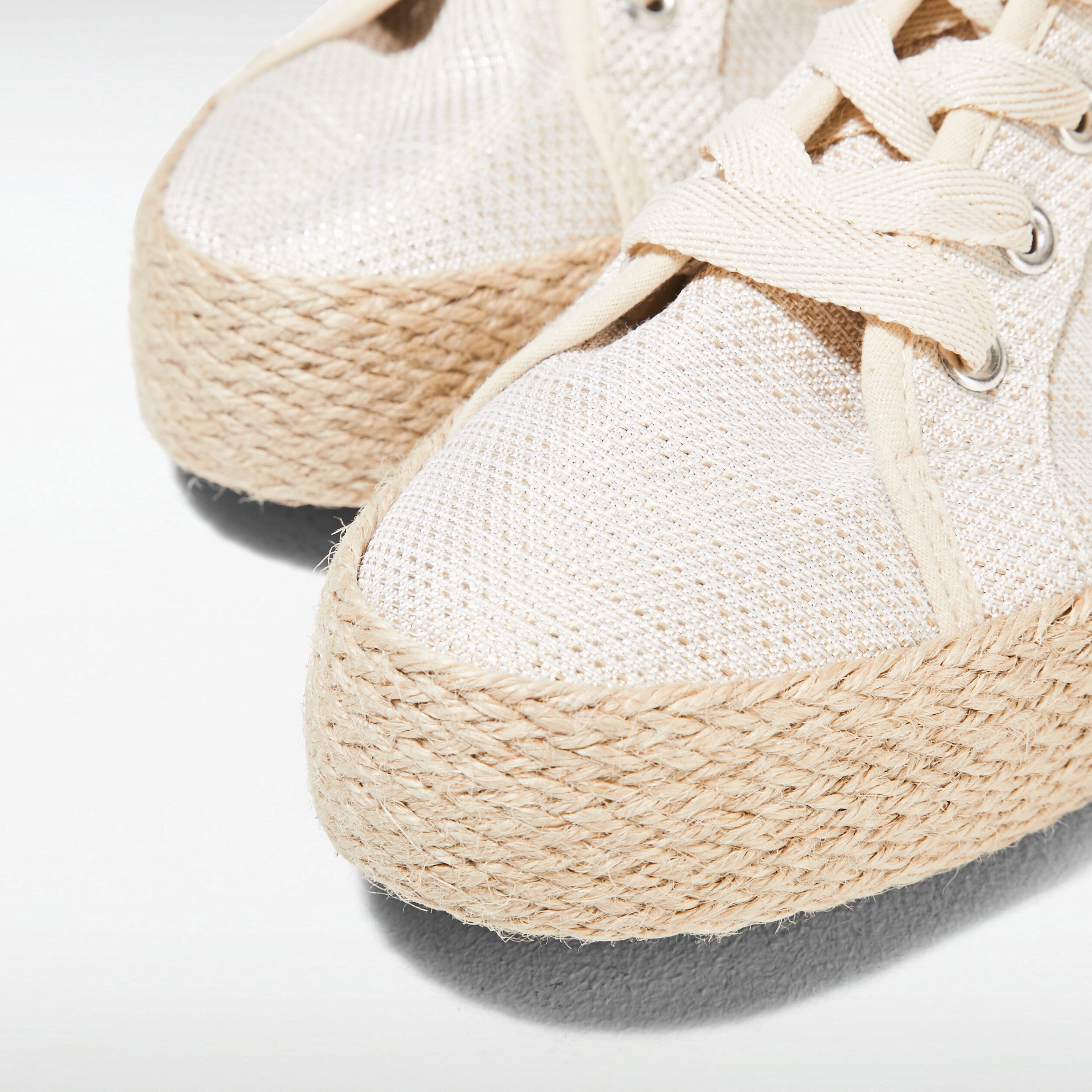 Espadrilles plates avec cordes ecru femme Vibs