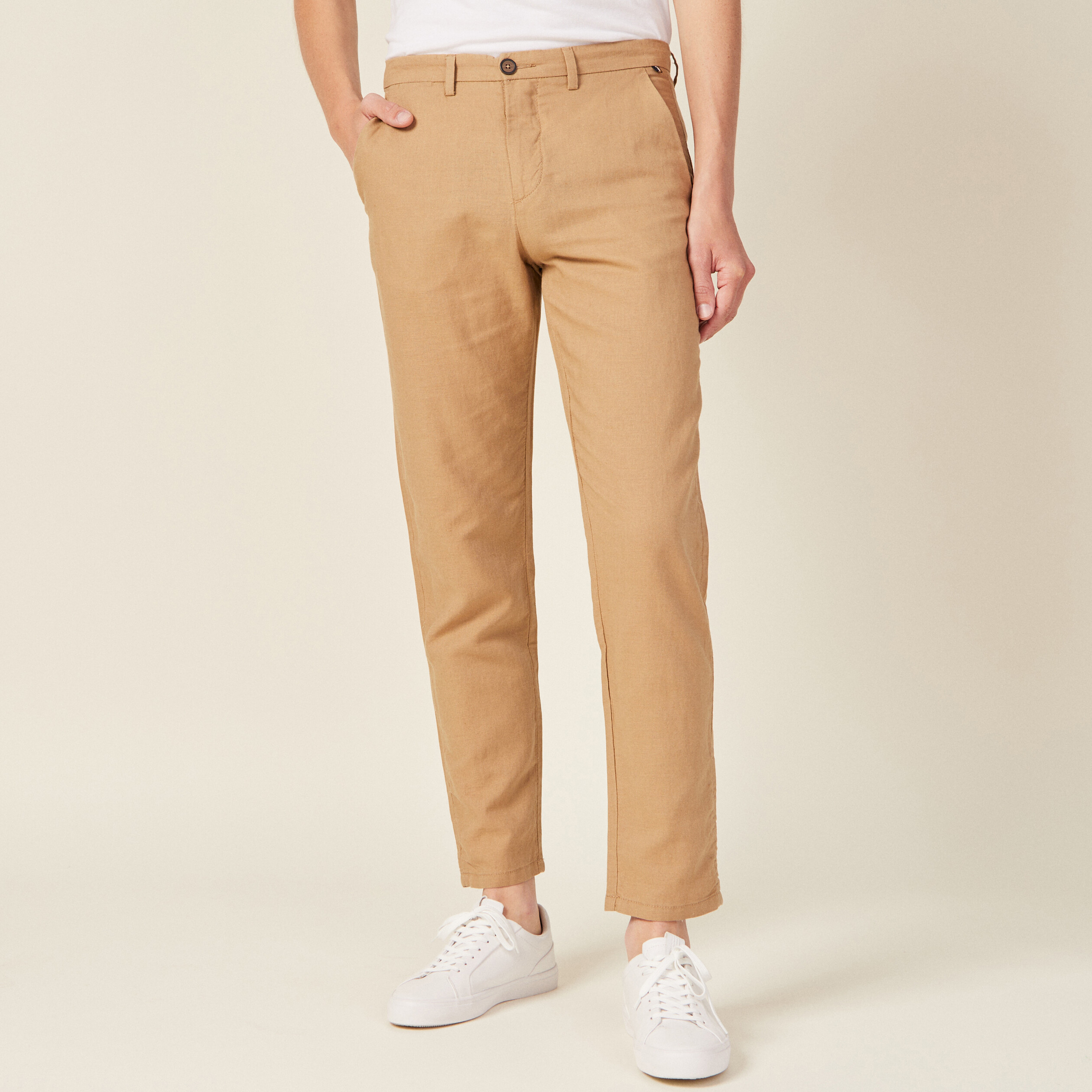 Pantalon slim co responsable beige homme Vibs