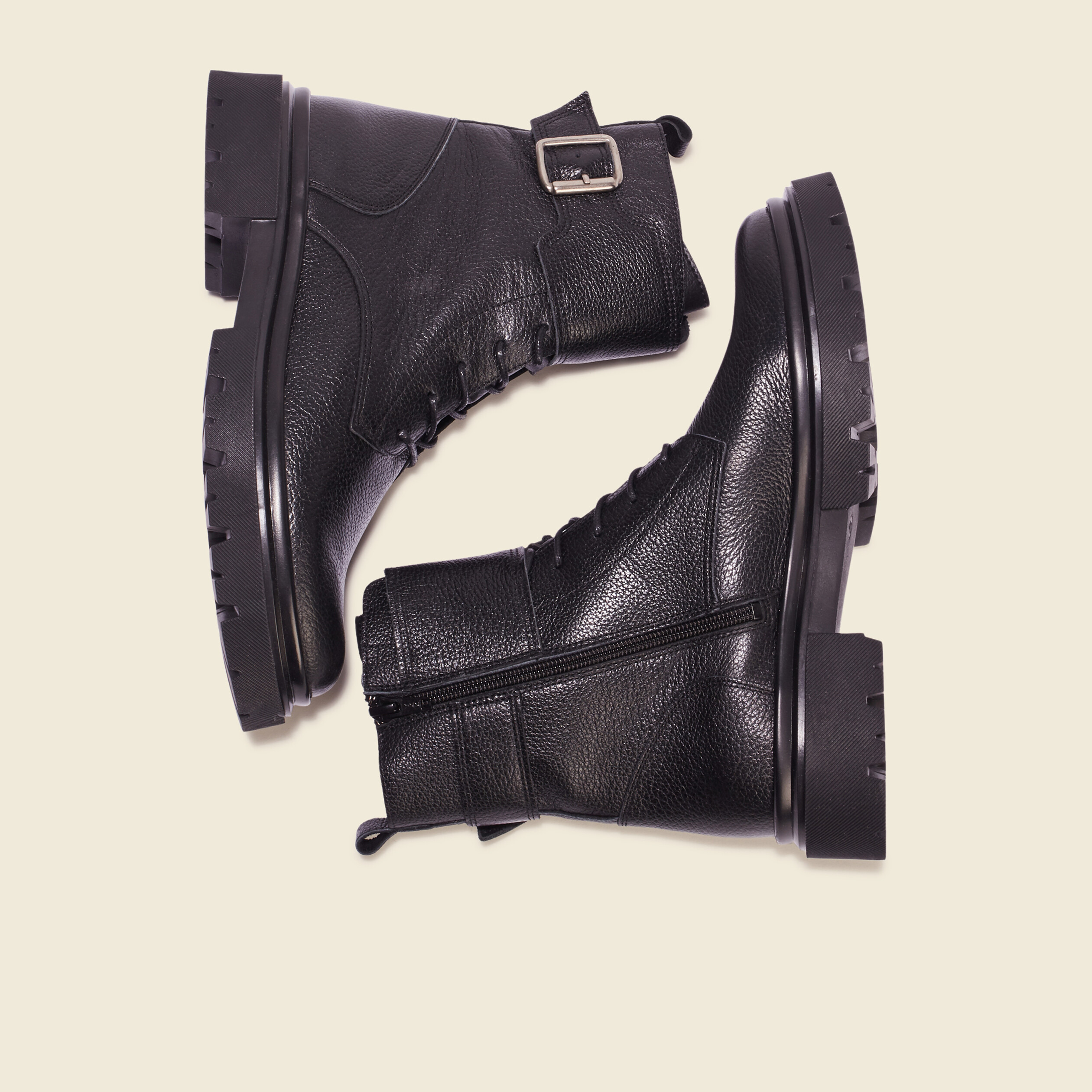 Bottines plates en cuir noir femme Vibs