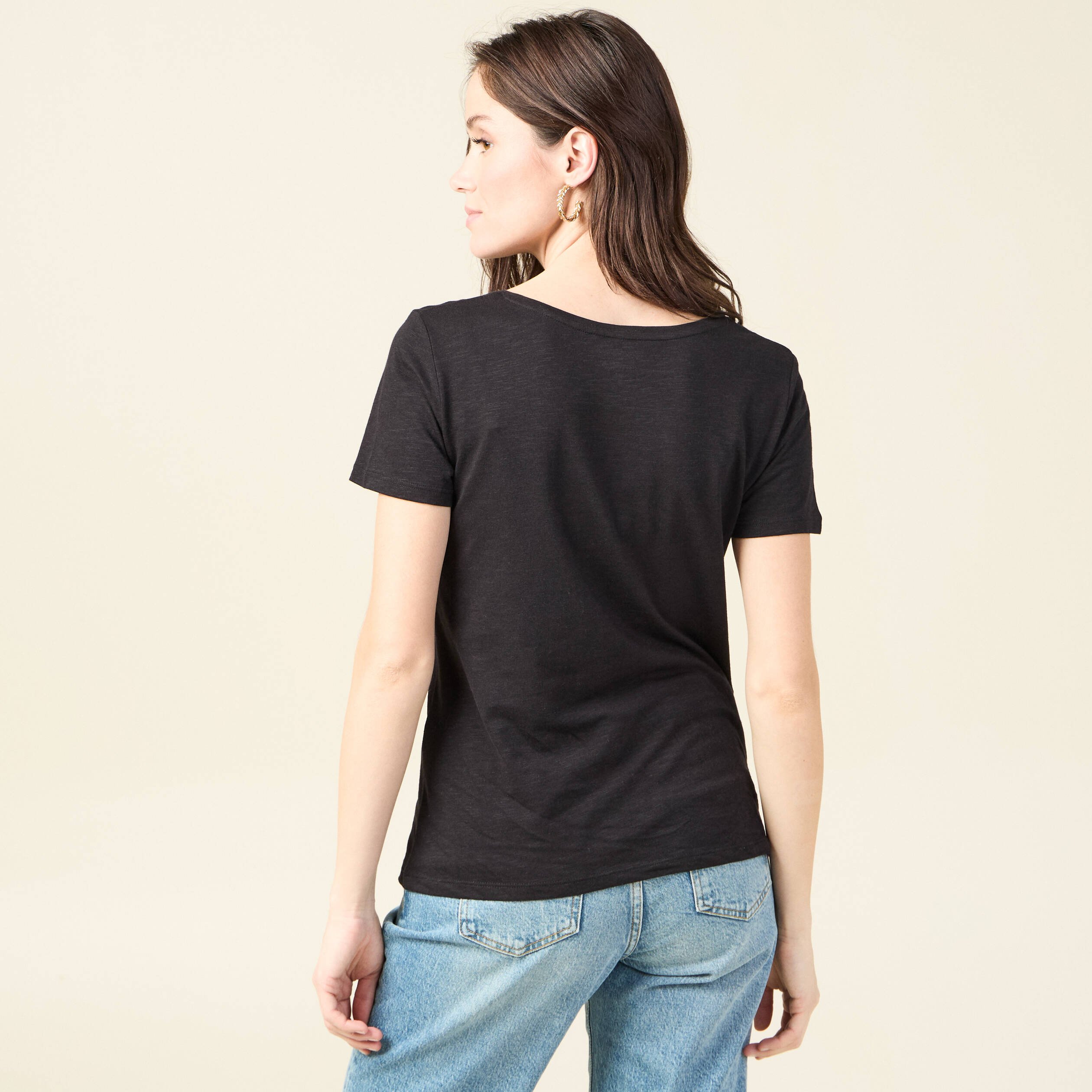 T shirt manches courtes noir femme Vibs