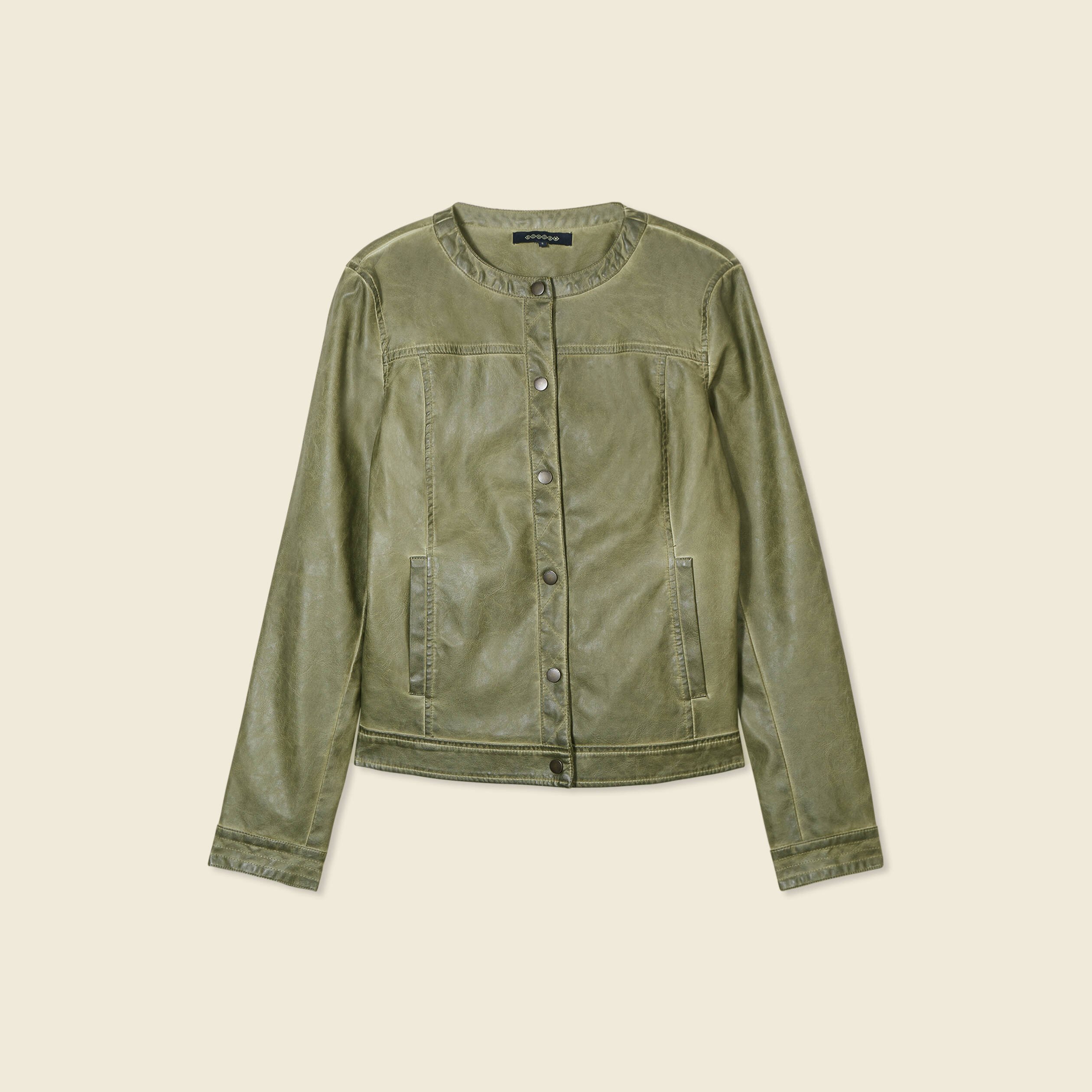 Veste simili cuir vert shops