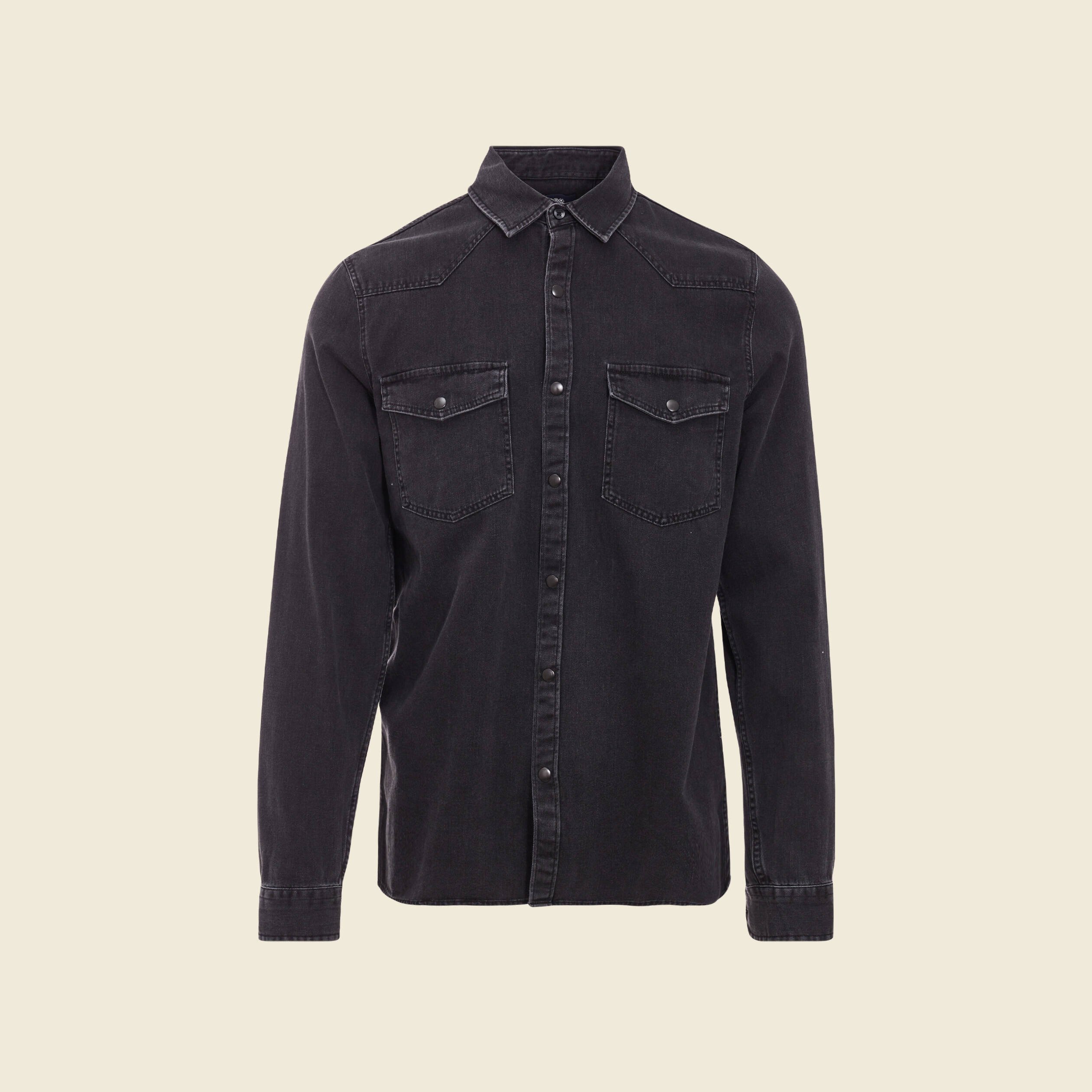 Chemise manches longues jean denim noir homme Vibs