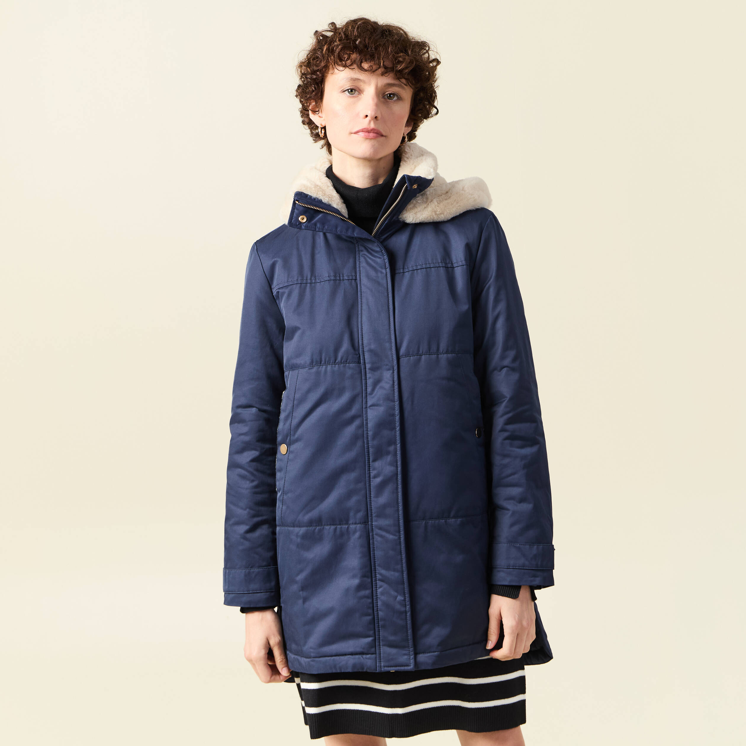 Parka femme bleu marine best sale