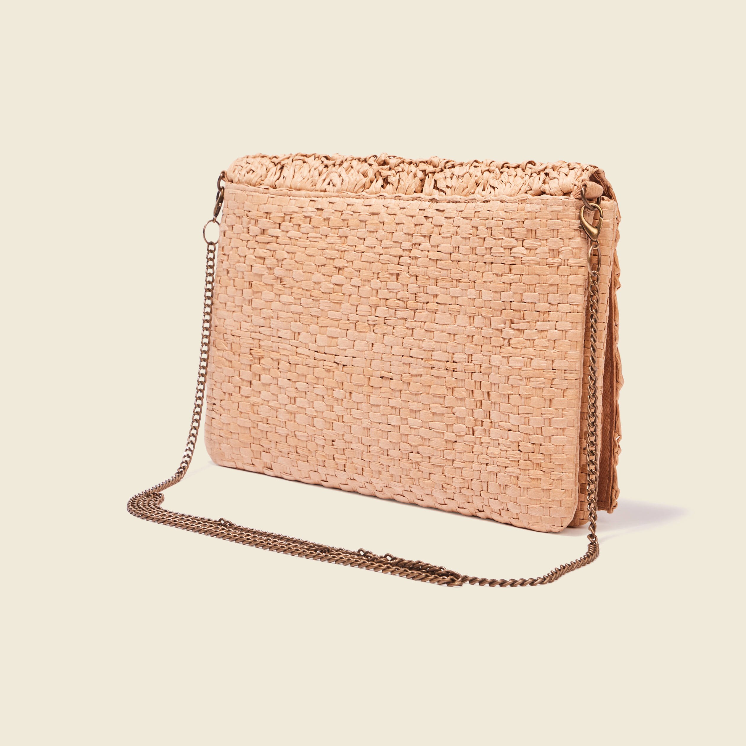 Sac pochette en paille sable femme Vibs