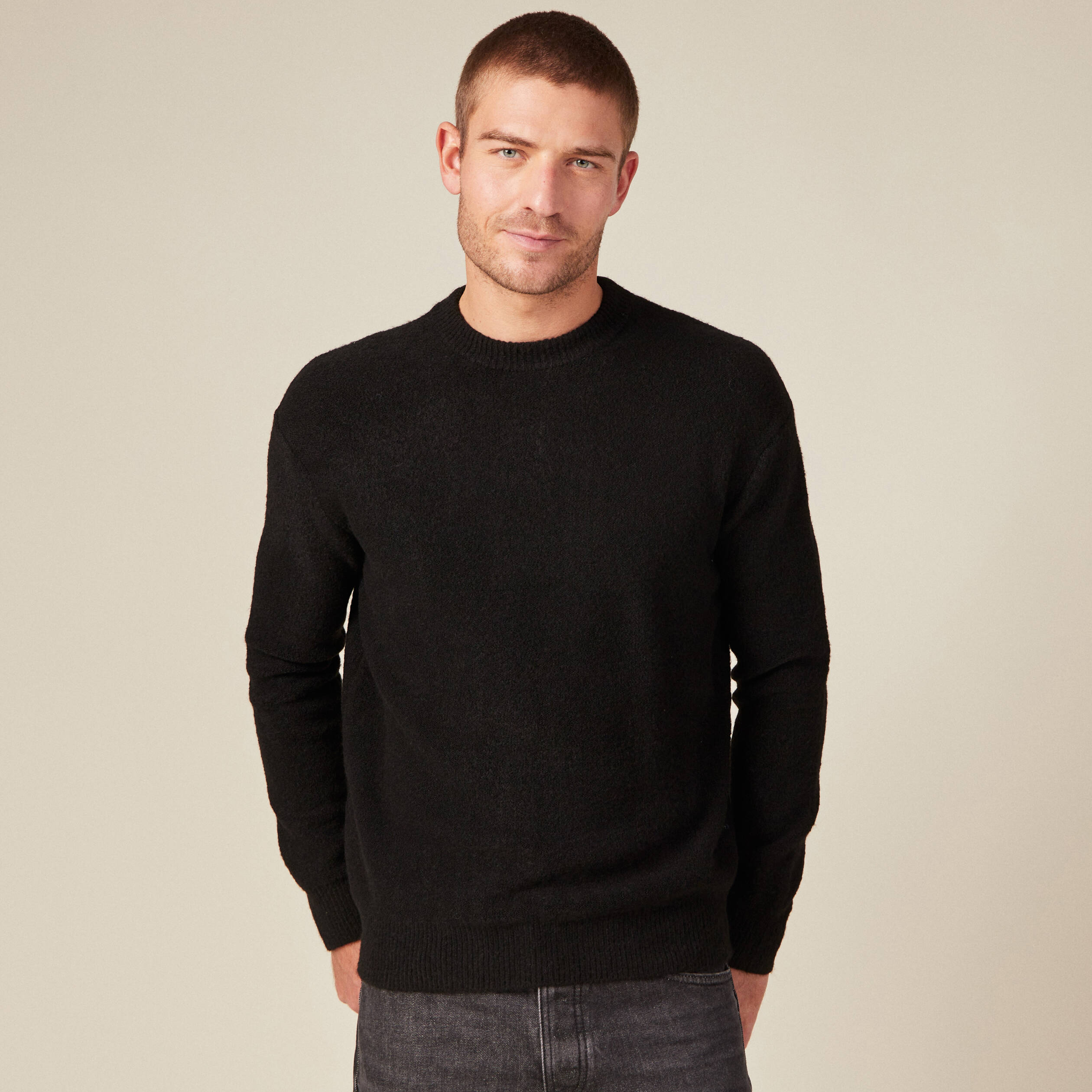 Pull manches longues noir homme