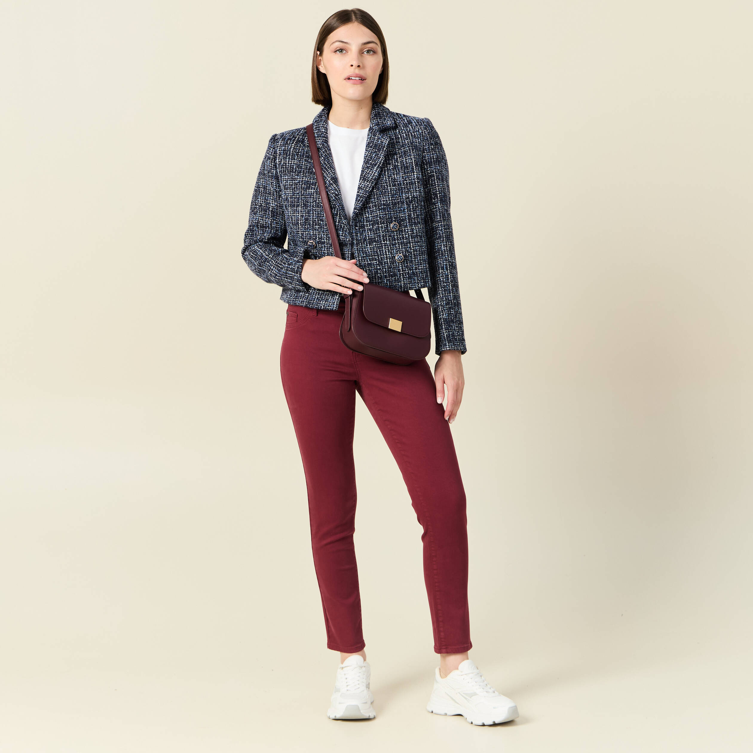 Pantalon slim bordeaux femme hotsell