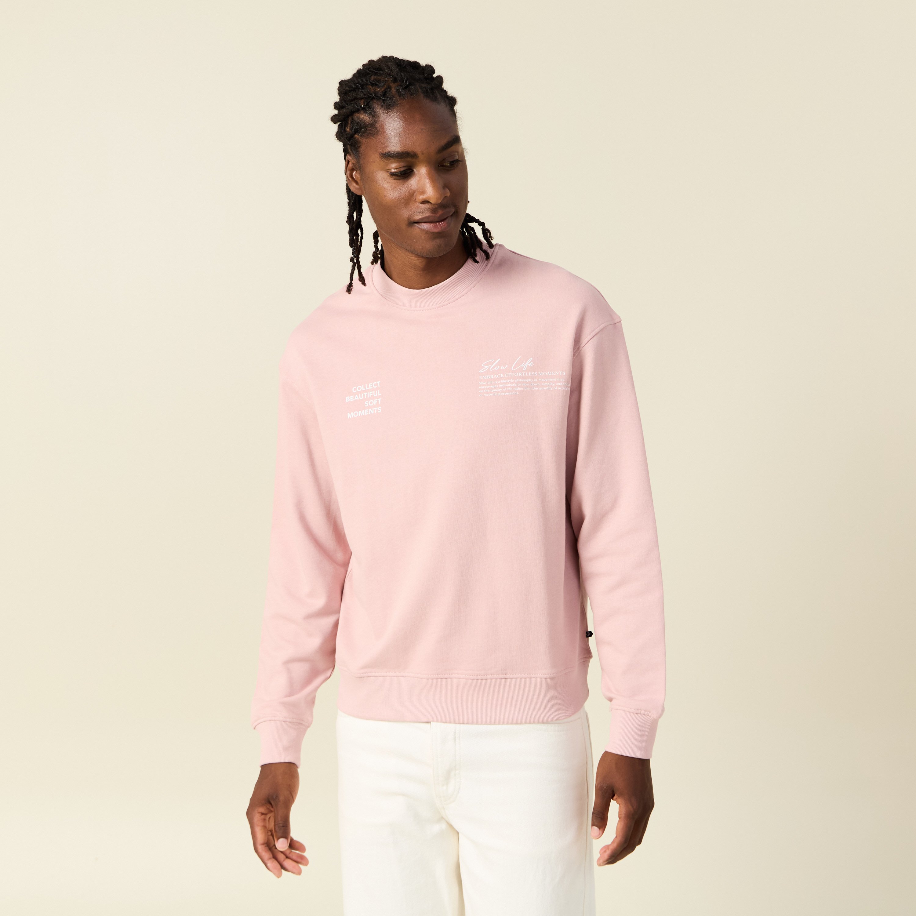 Sweat manches longues rose pastel homme Vibs